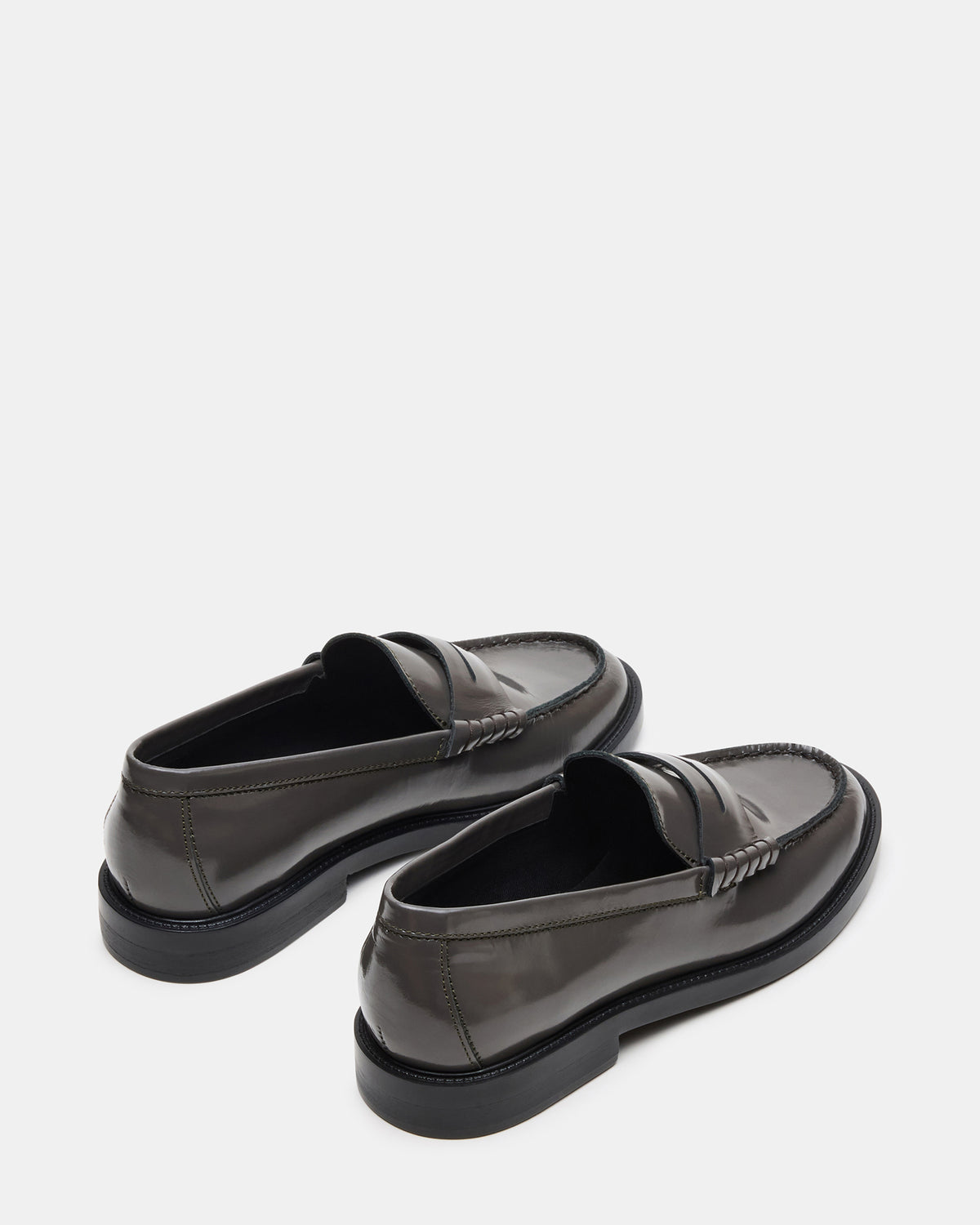 MADISON Grey Leather Women's Penny Loafer | Steve Madden outlet