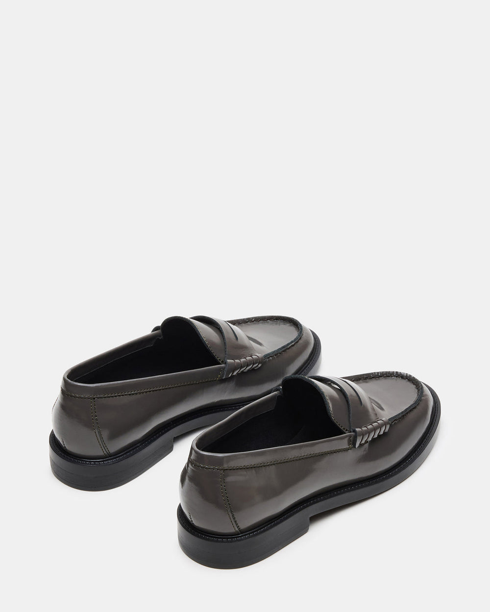 MADISON Grey Leather Women's Penny Loafer | Steve Madden outlet