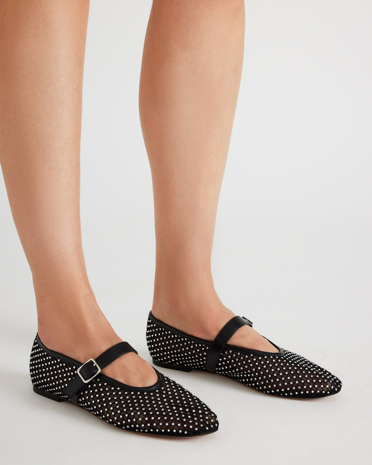 DREAMING Black Mesh Rhinestone Mary Jane | Women's Flats | Steve Madden near me