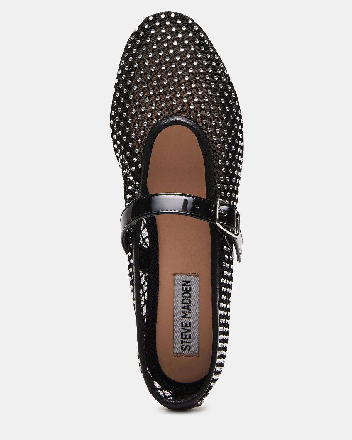 DREAMING Black Mesh Rhinestone Mary Jane | Women's Flats | Steve Madden near me