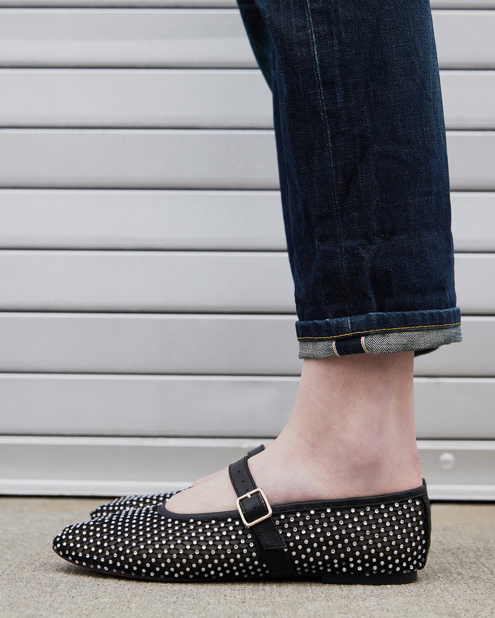 DREAMING Black Mesh Rhinestone Mary Jane | Women's Flats | Steve Madden near me