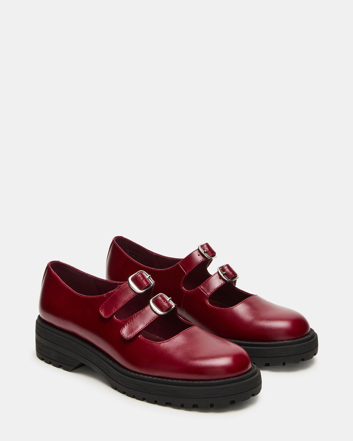 ALBA Burgundy Leather Platform Lug Mary Jane Women's Loafer | Steve Madden US