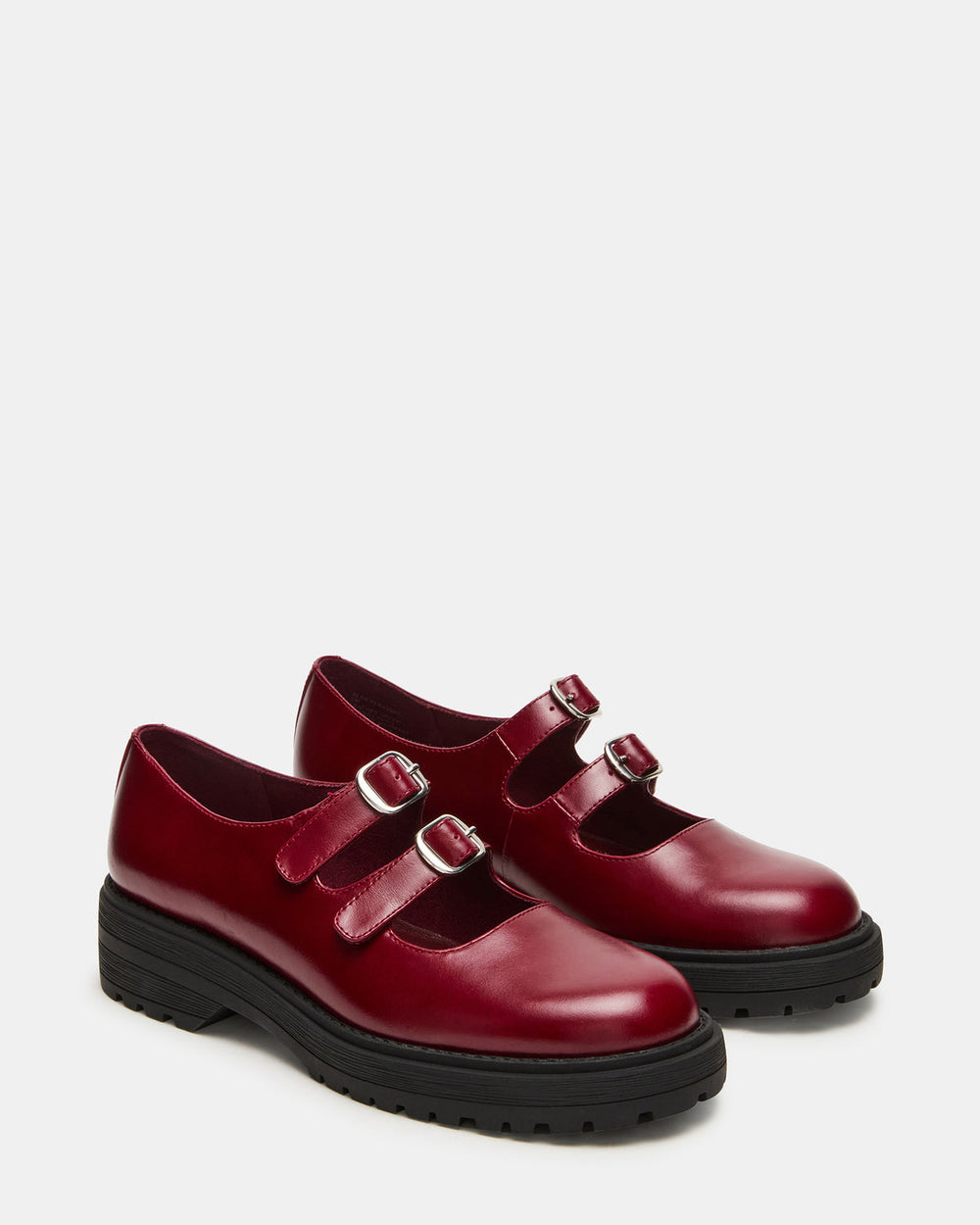 ALBA Burgundy Leather Platform Lug Mary Jane Women's Loafer | Steve Madden US
