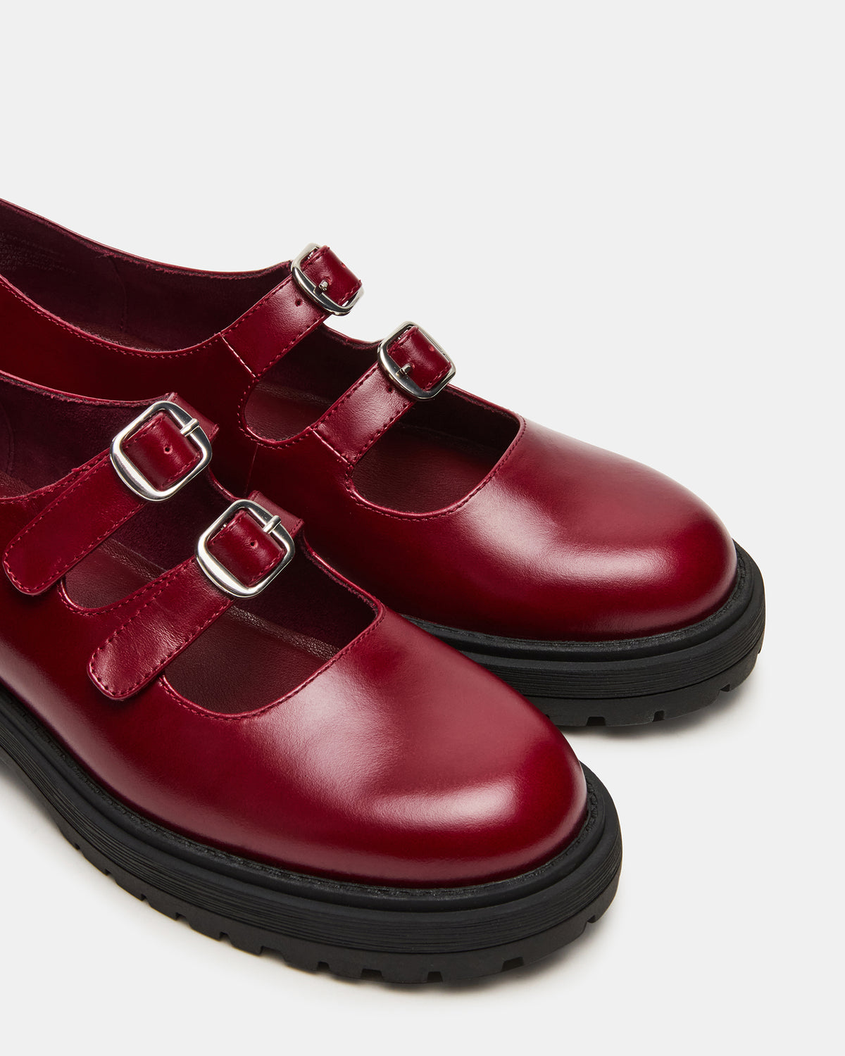 ALBA Burgundy Leather Platform Lug Mary Jane Women's Loafer | Steve Madden US