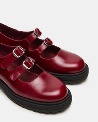 ALBA Burgundy Leather Platform Lug Mary Jane Women's Loafer | Steve Madden US