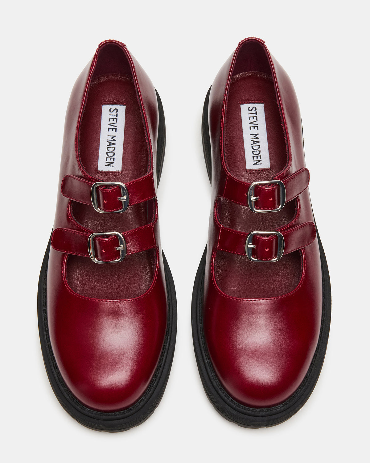 ALBA Burgundy Leather Platform Lug Mary Jane Women's Loafer | Steve Madden US