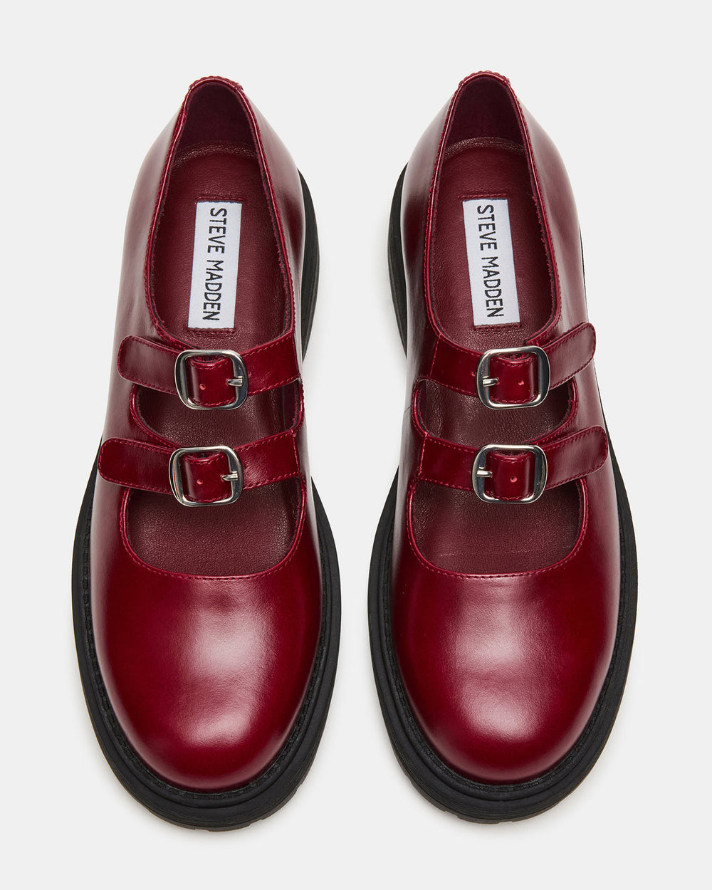 ALBA Burgundy Leather Platform Lug Mary Jane Women's Loafer | Steve Madden US
