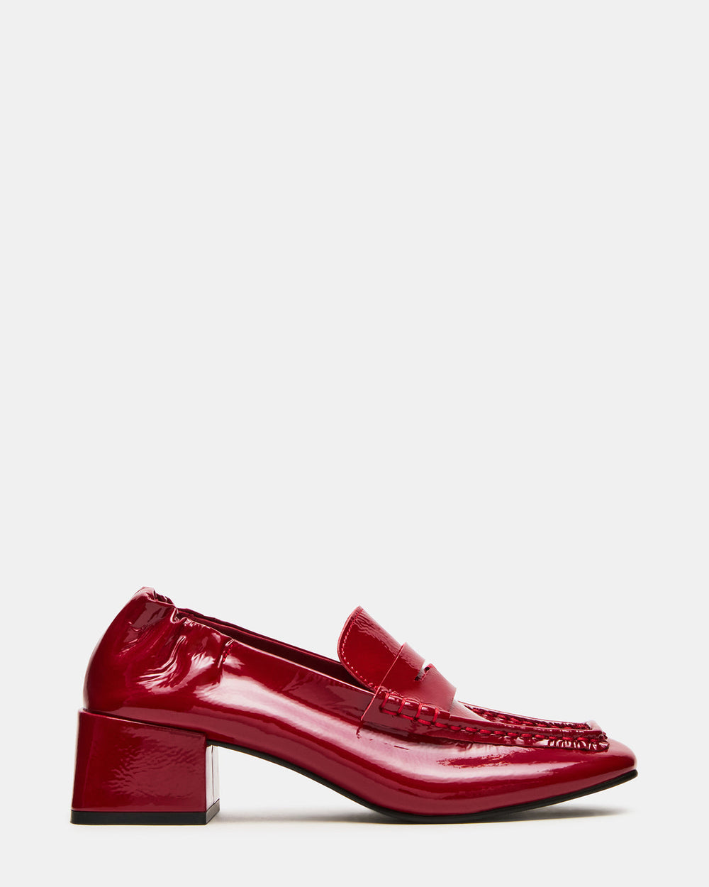 ESTEE Red Crinkle Patent Square-Toe Heeled Women's Loafer | Steve Madden Sale