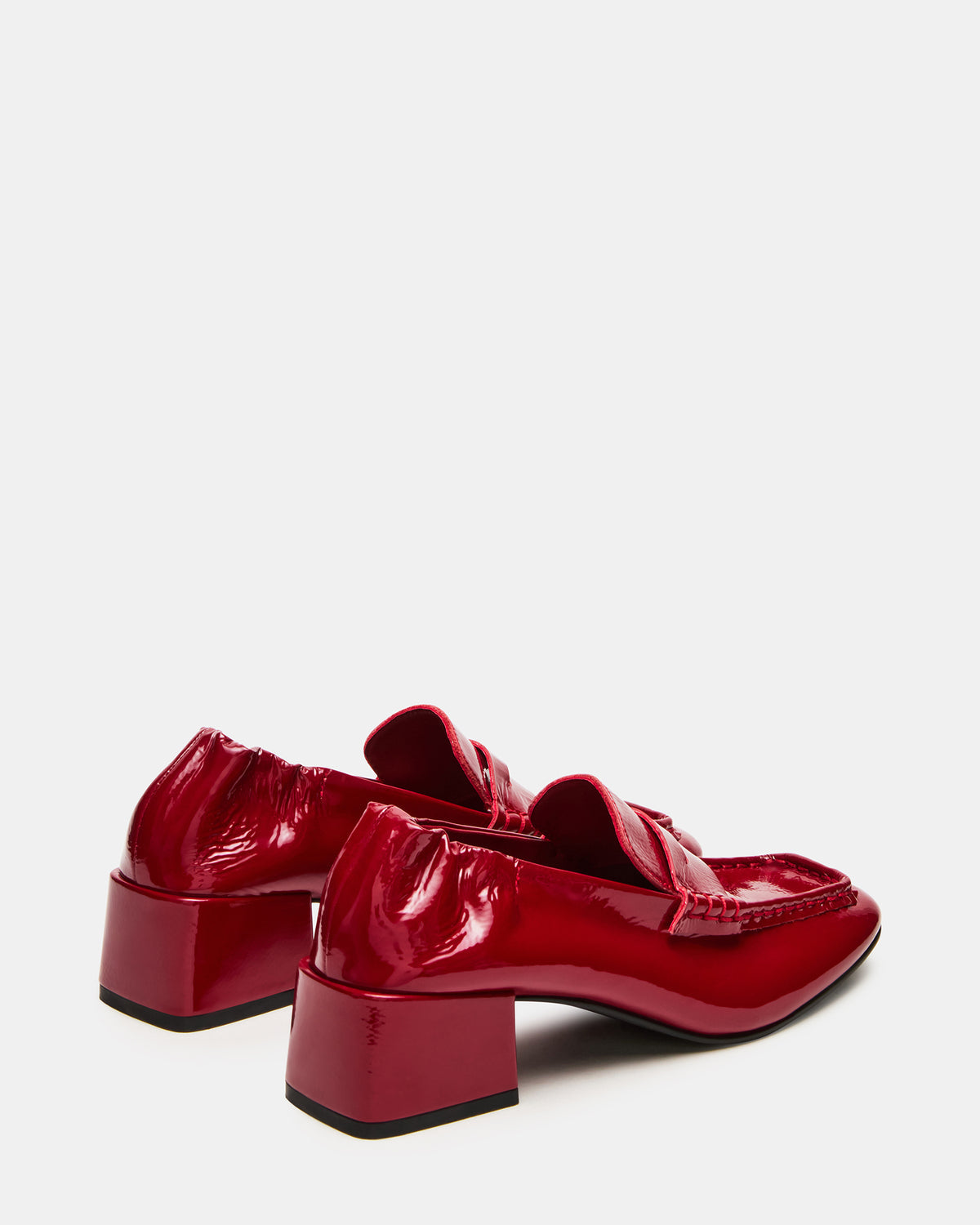ESTEE Red Crinkle Patent Square-Toe Heeled Women's Loafer | Steve Madden Sale