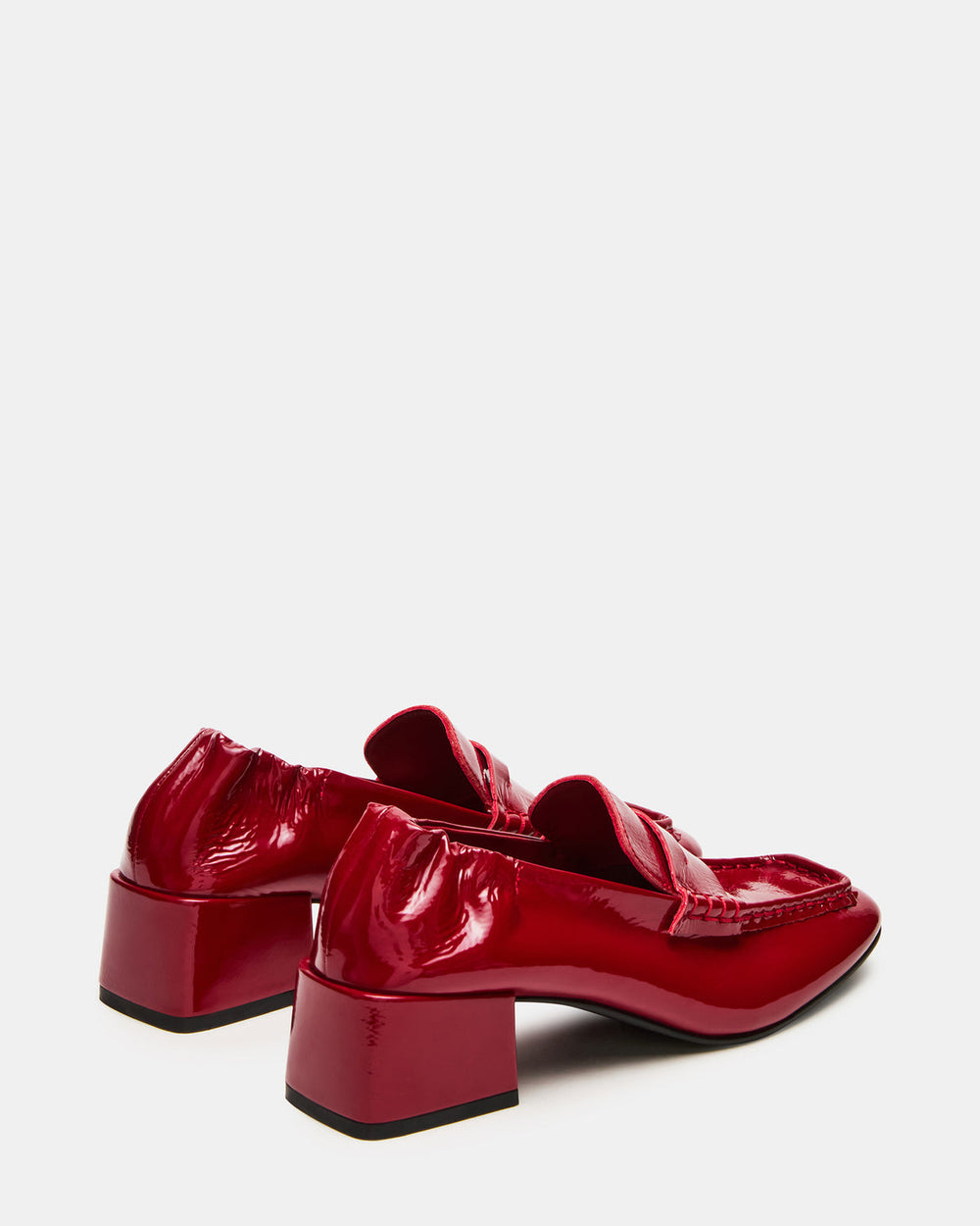 ESTEE Red Crinkle Patent Square-Toe Heeled Women's Loafer | Steve Madden Sale