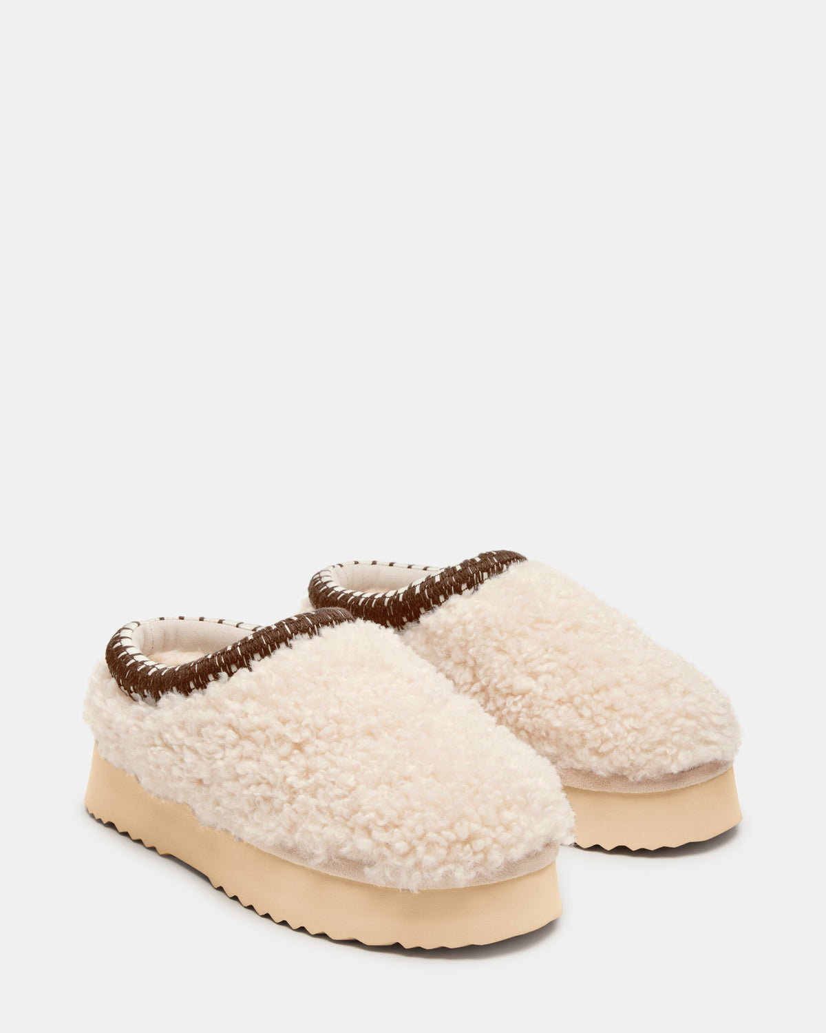 SELENA Faux Shearling Women's Natural Slip-On Mule Flat | Steve Madden near me