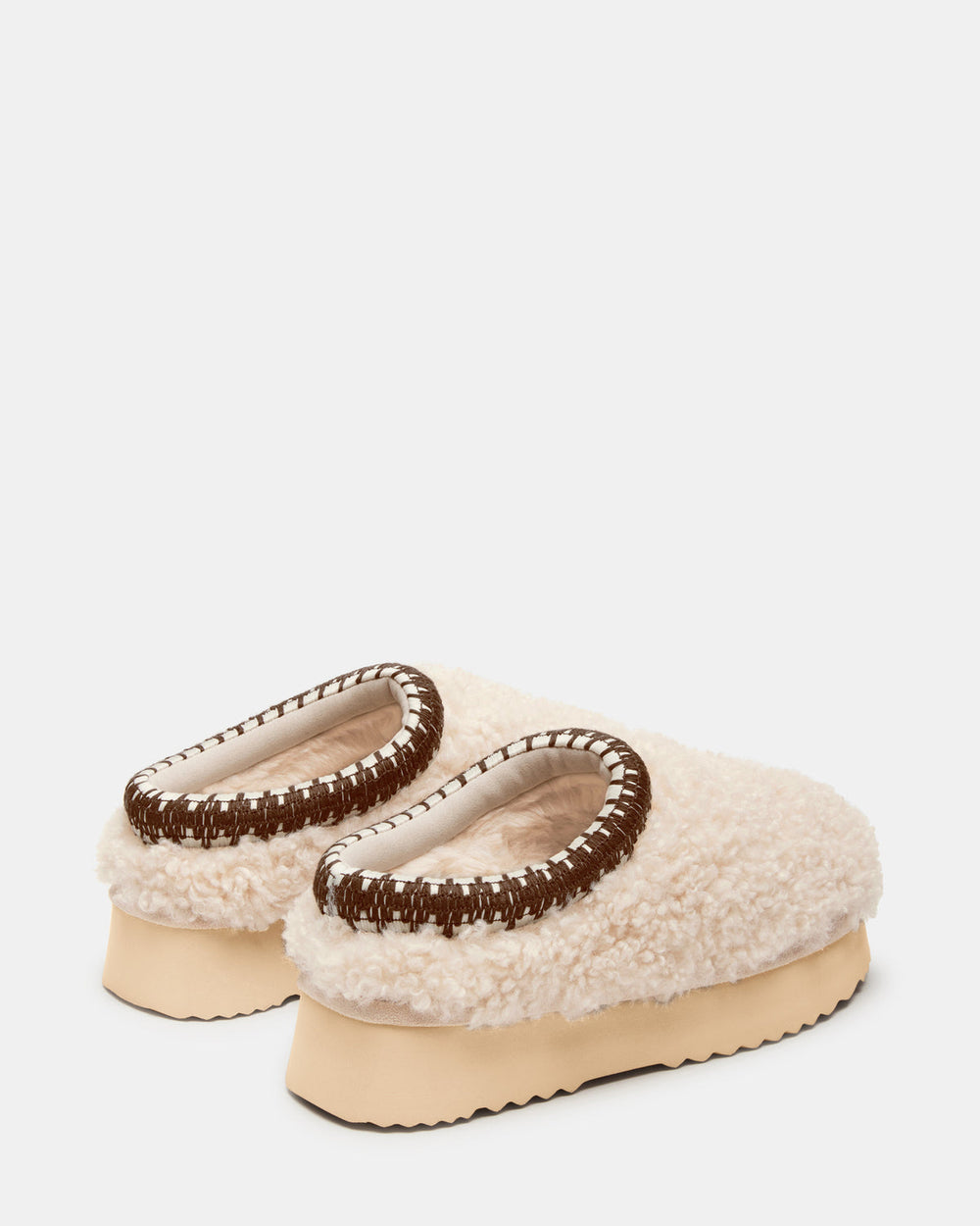 SELENA Faux Shearling Women's Natural Slip-On Mule Flat | Steve Madden near me