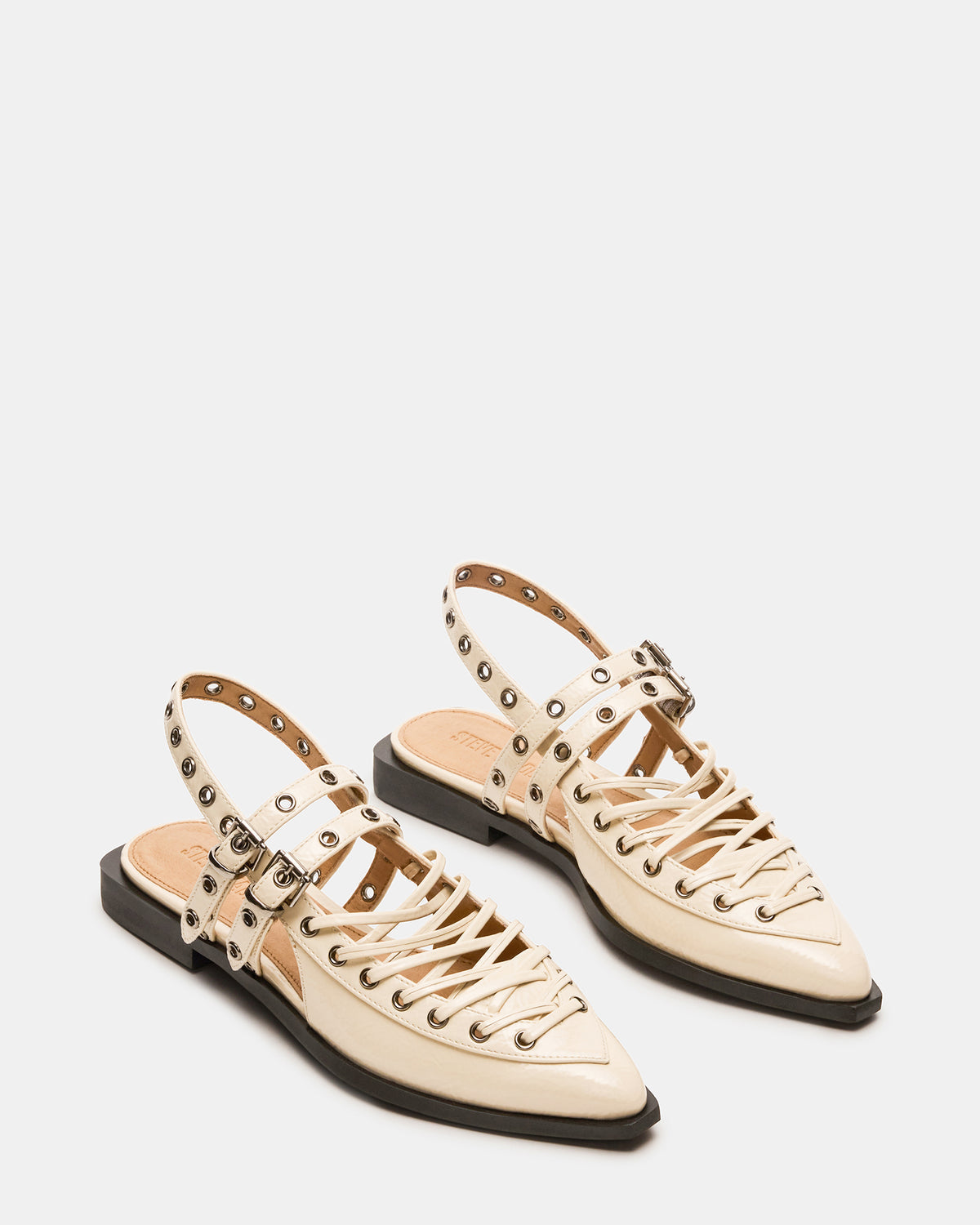 GALANTI Bone Patent Women's Pointed-Toe Moto Slingback Flat | Steve Madden online