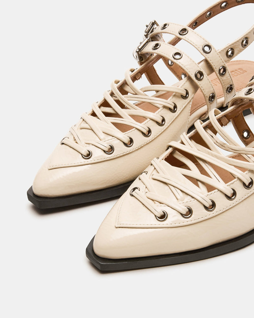 GALANTI Bone Patent Women's Pointed-Toe Moto Slingback Flat | Steve Madden online