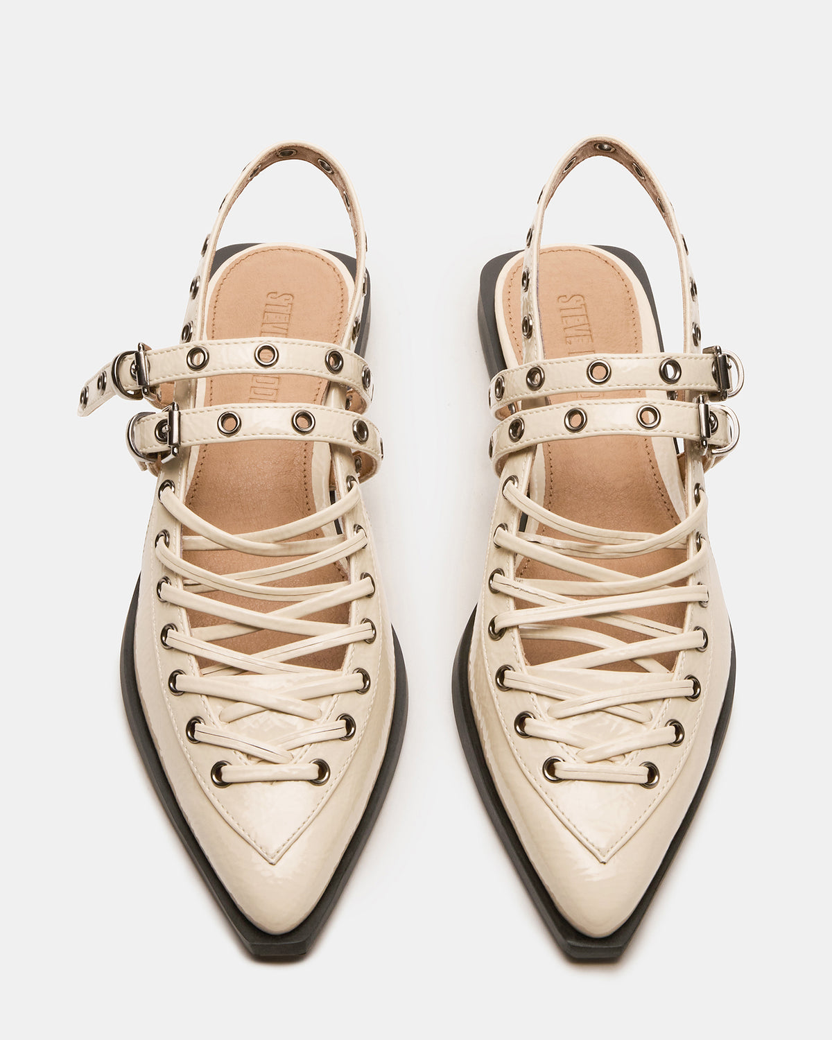 GALANTI Bone Patent Women's Pointed-Toe Moto Slingback Flat | Steve Madden online