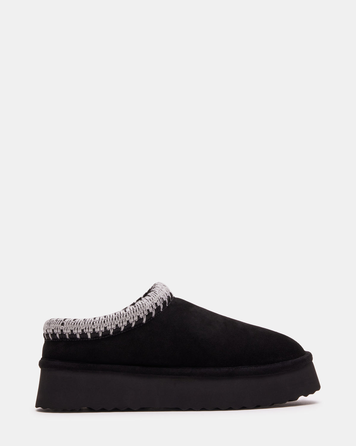 SELENA Black Suede Women's Natural Slip-On Mule Flat | Steve Madden US