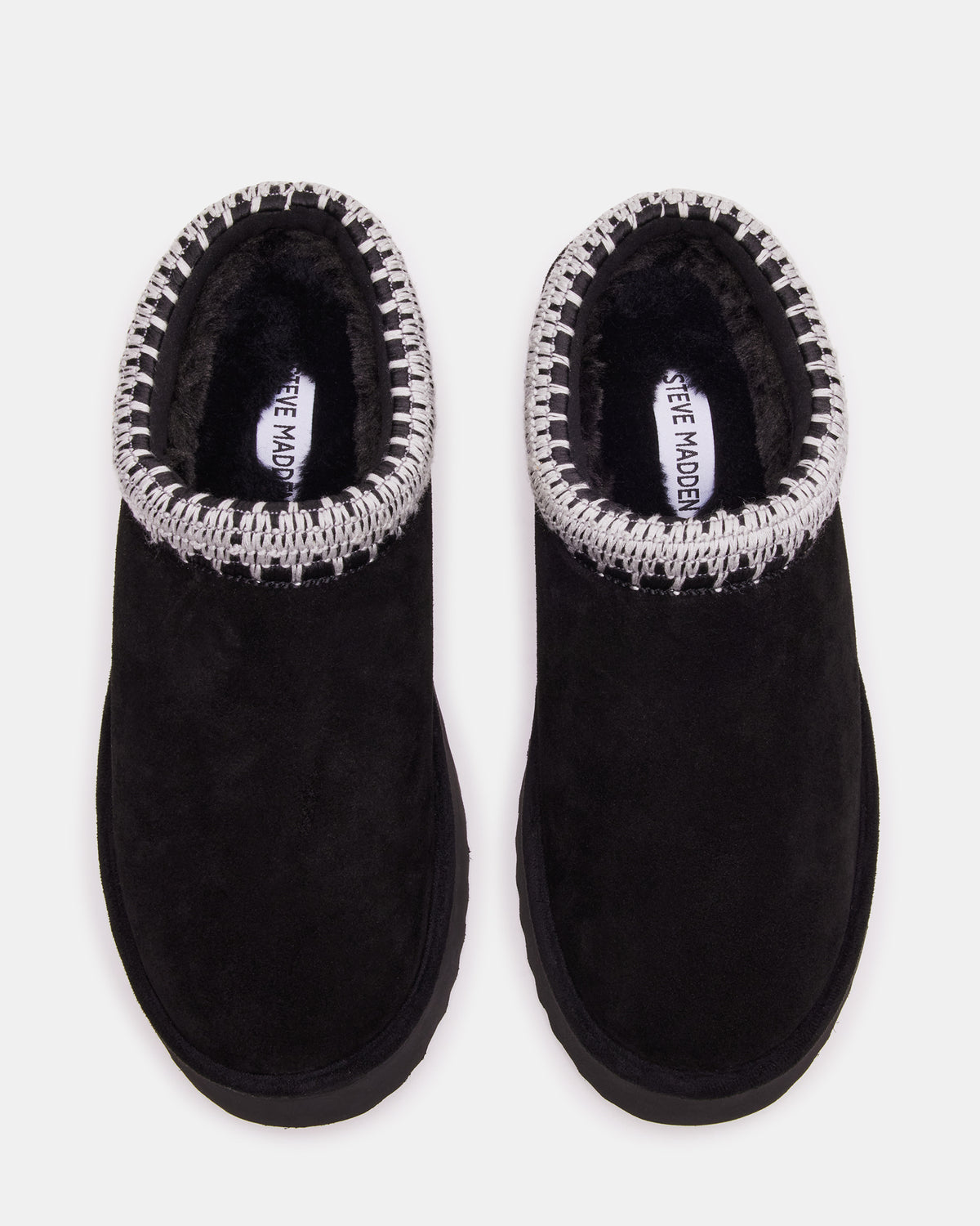 SELENA Black Suede Women's Natural Slip-On Mule Flat | Steve Madden US