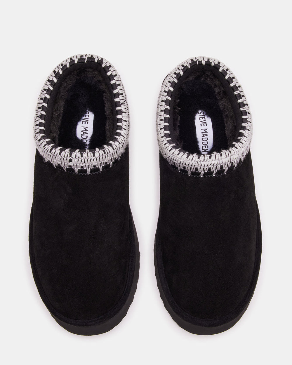 SELENA Black Suede Women's Natural Slip-On Mule Flat | Steve Madden US