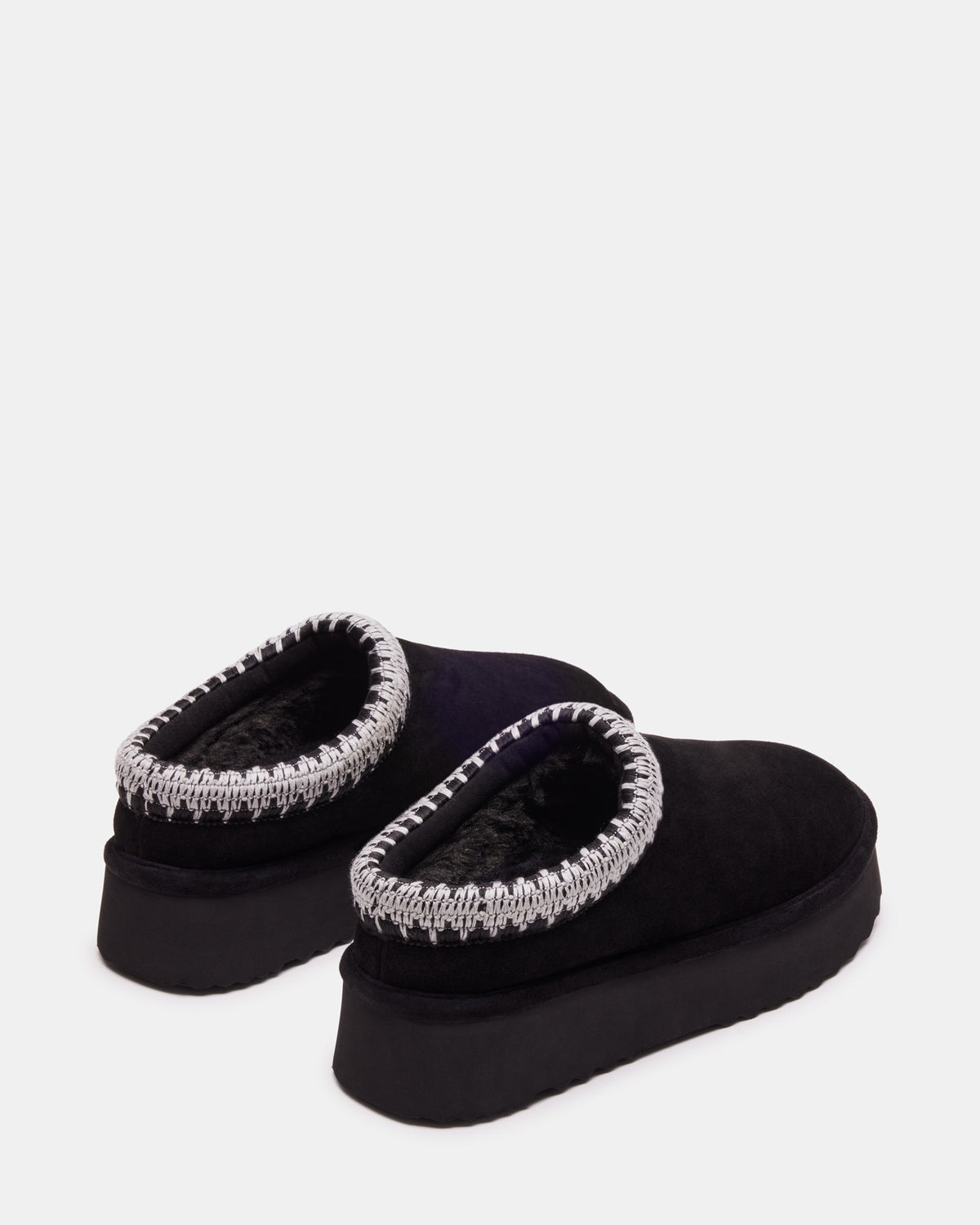 SELENA Black Suede Women's Natural Slip-On Mule Flat | Steve Madden US