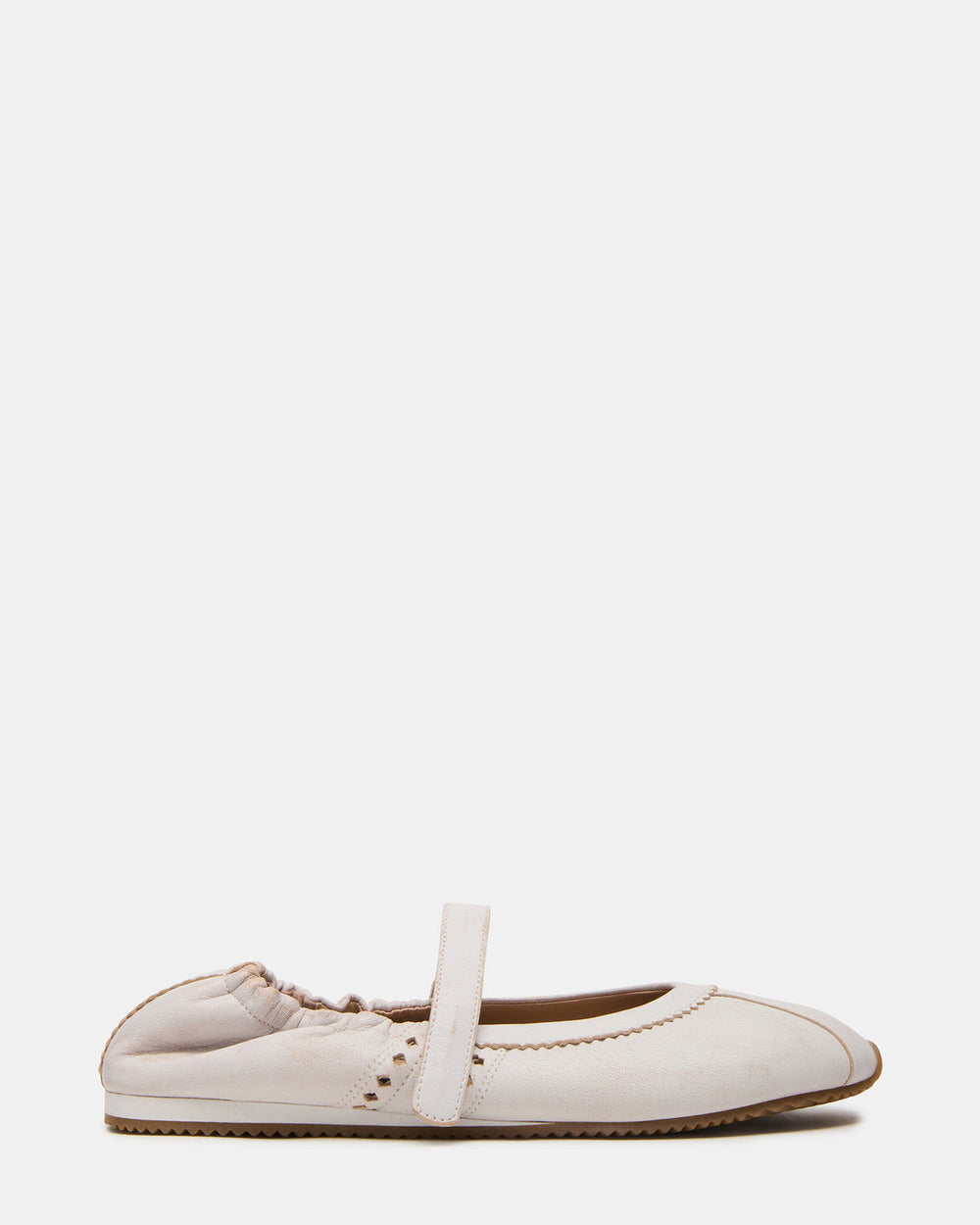ANAYA White Distressed Mary Jane Ballet Women's Flat | Steve Madden outlet