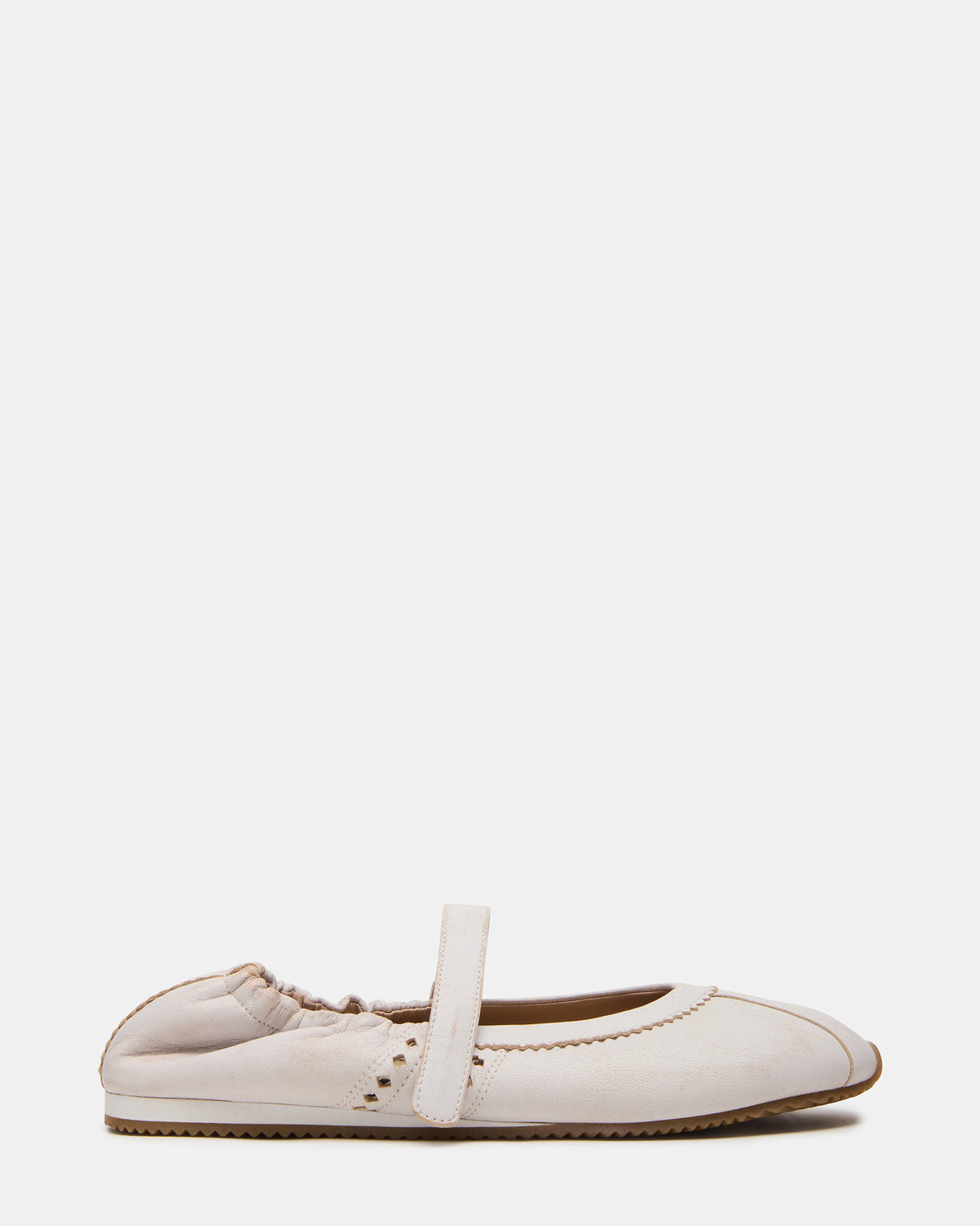 ANAYA White Distressed Mary Jane Ballet Women's Flat | Steve Madden outlet
