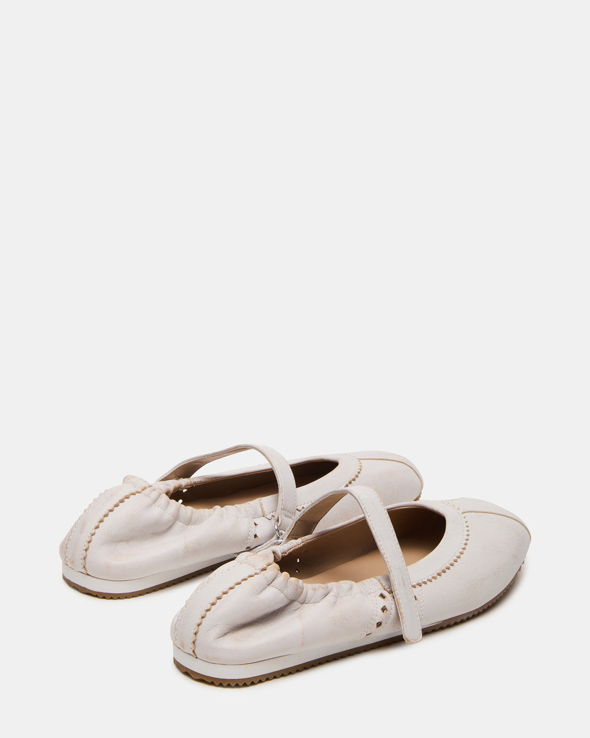 ANAYA White Distressed Mary Jane Ballet Women's Flat | Steve Madden outlet
