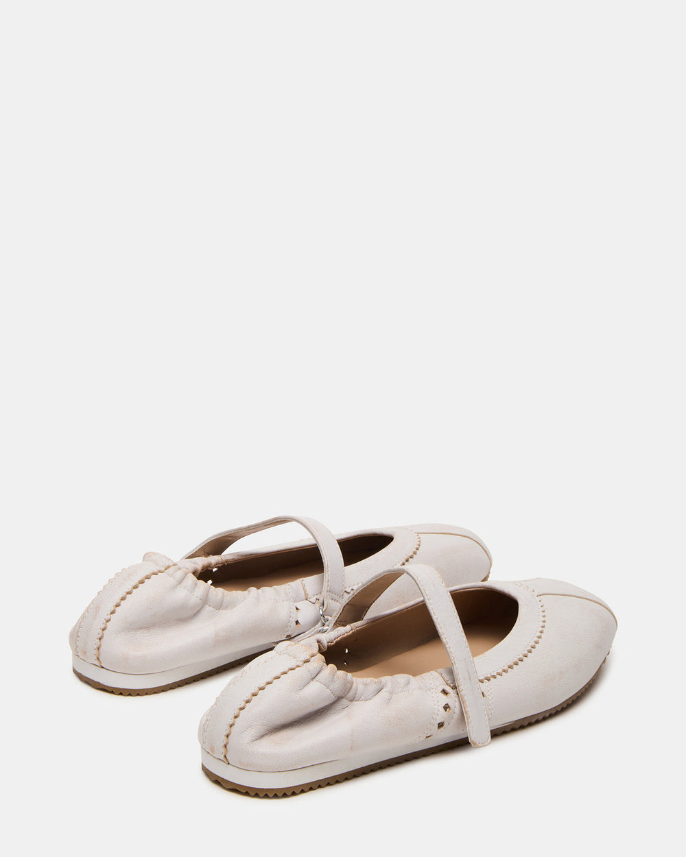 ANAYA White Distressed Mary Jane Ballet Women's Flat | Steve Madden outlet