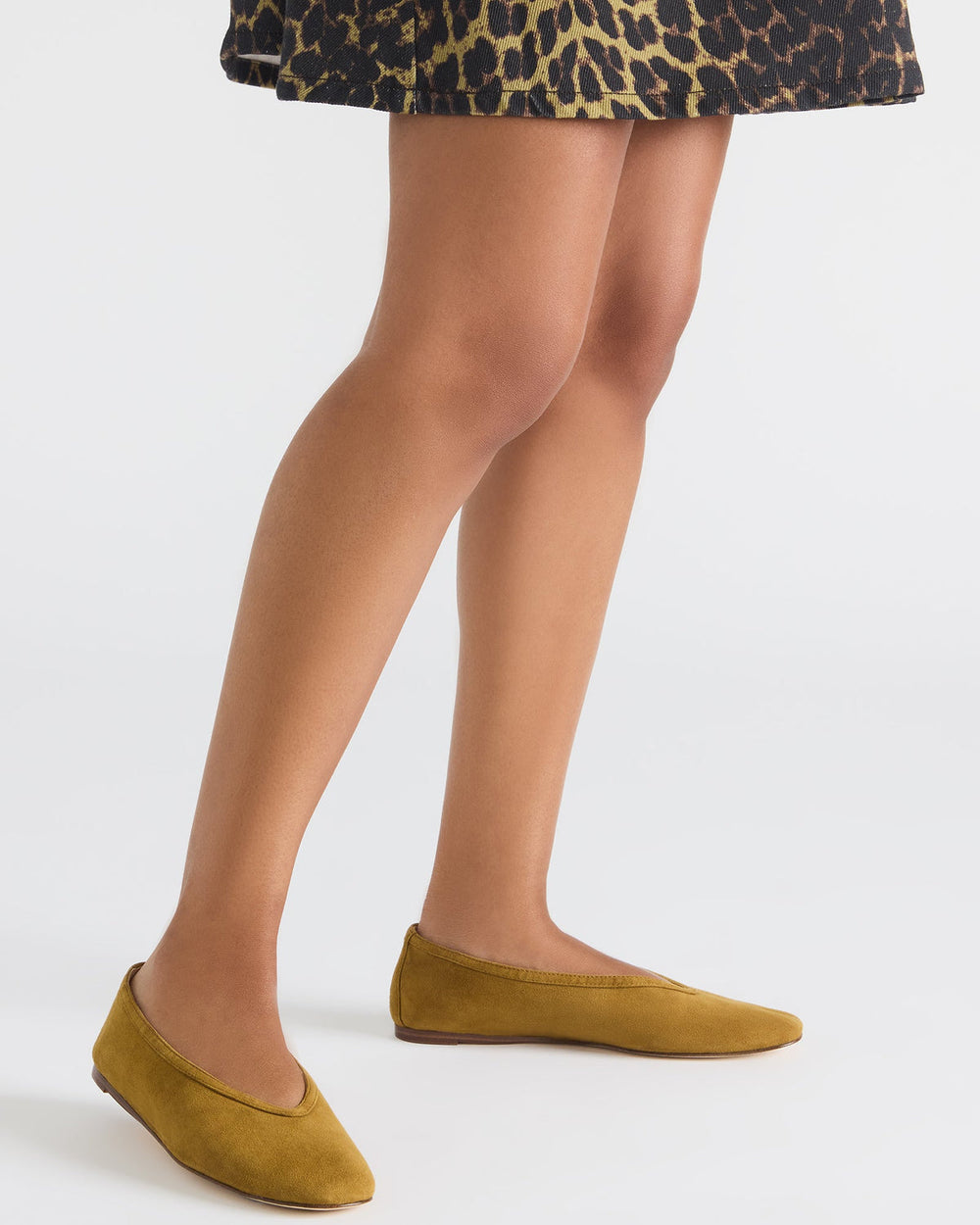 LENI Mustard Suede Square-Toe Ballet Women's Flat | Steve Madden online