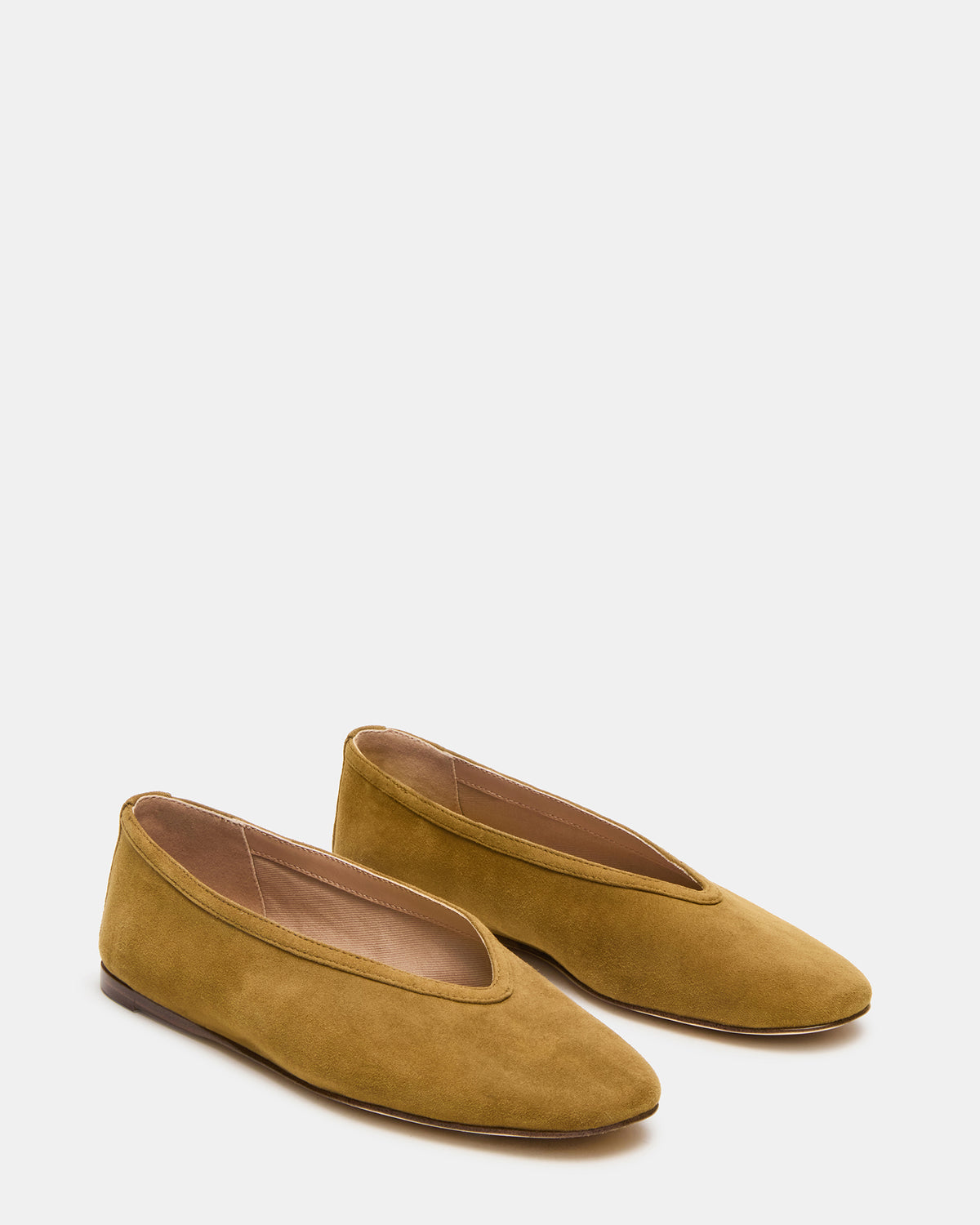LENI Mustard Suede Square-Toe Ballet Women's Flat | Steve Madden online