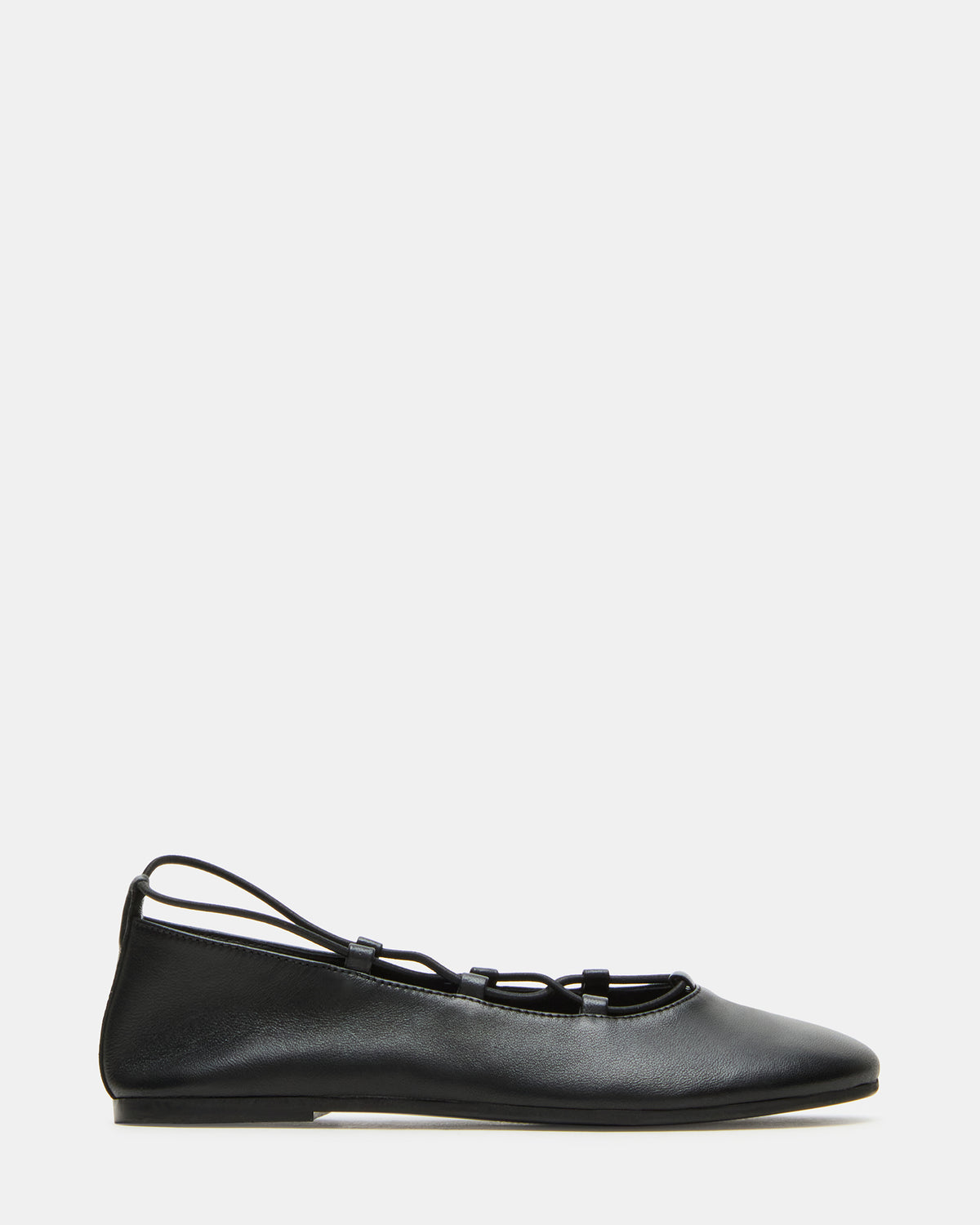 BOMBSHELL Black Leather Ballet Women's Flat | Steve Madden US