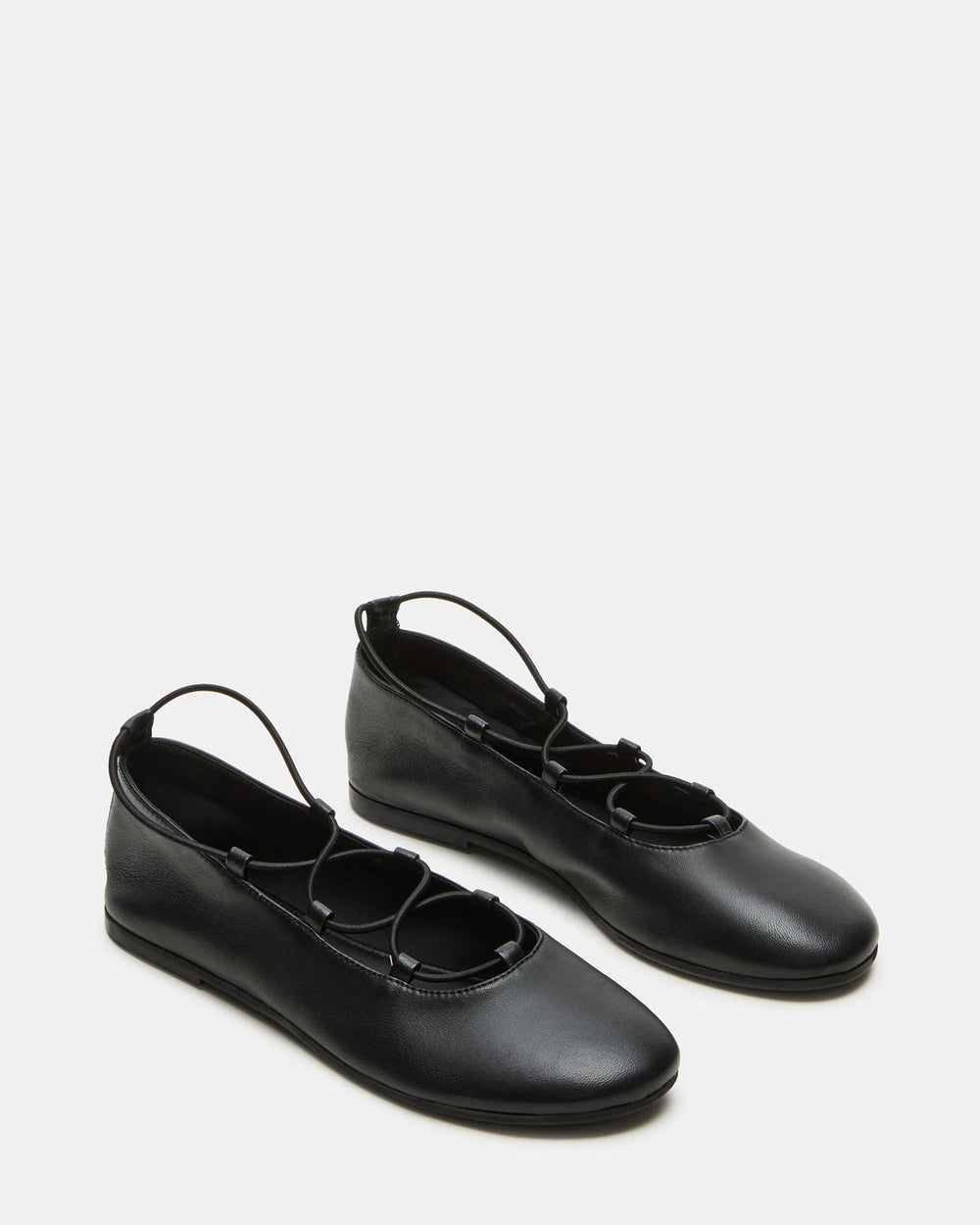 BOMBSHELL Black Leather Ballet Women's Flat | Steve Madden US