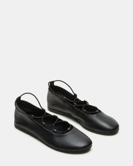 BOMBSHELL Black Leather Ballet Women's Flat | Steve Madden US