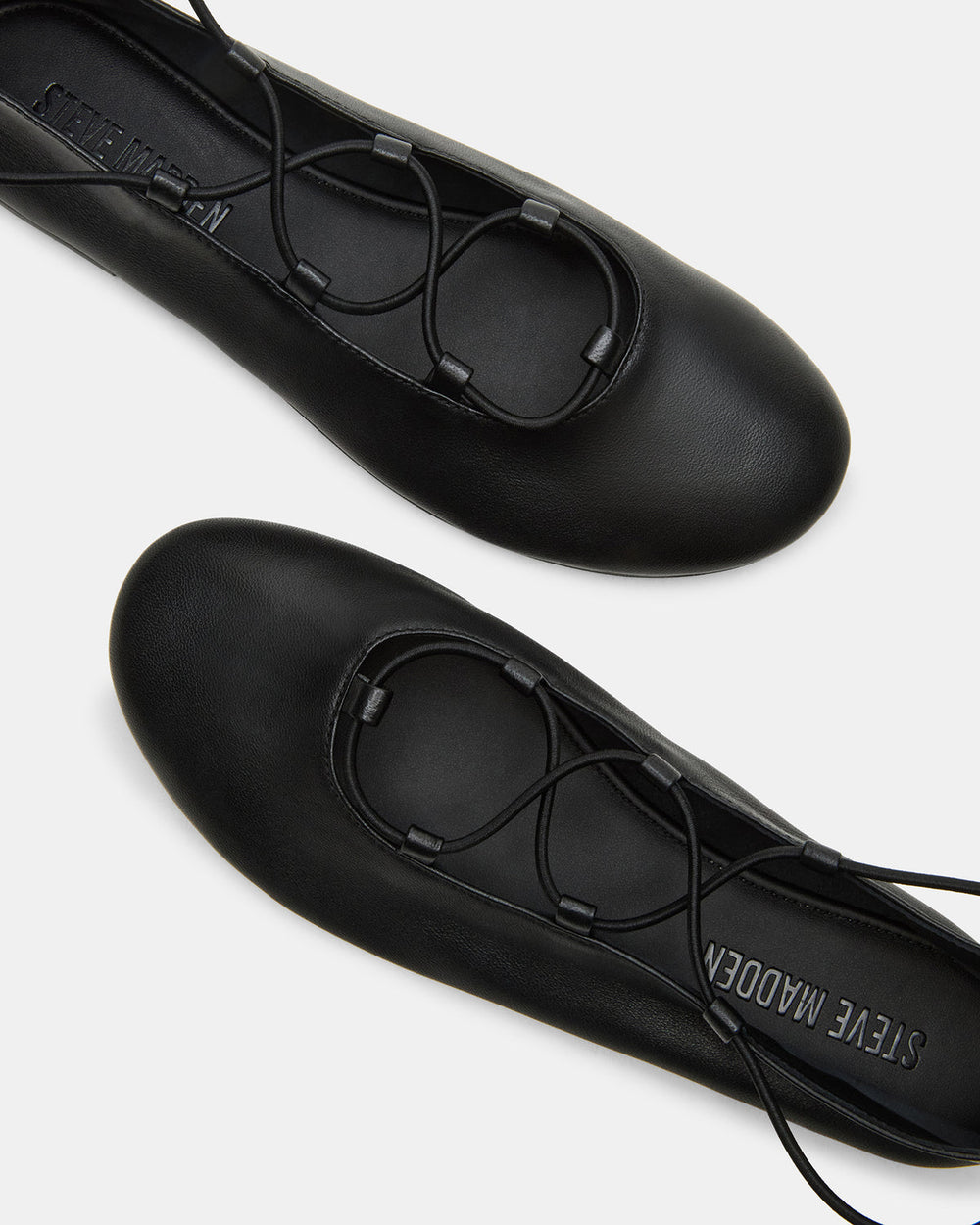 BOMBSHELL Black Leather Ballet Women's Flat | Steve Madden US
