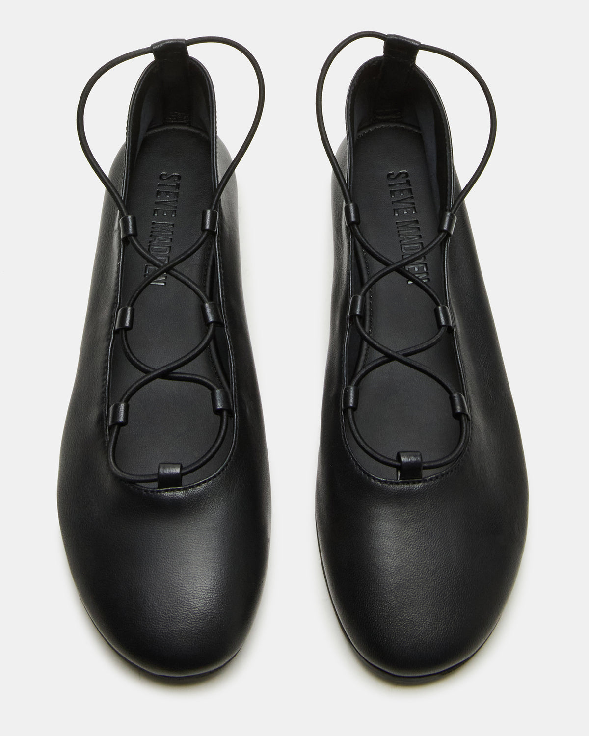 BOMBSHELL Black Leather Ballet Women's Flat | Steve Madden US
