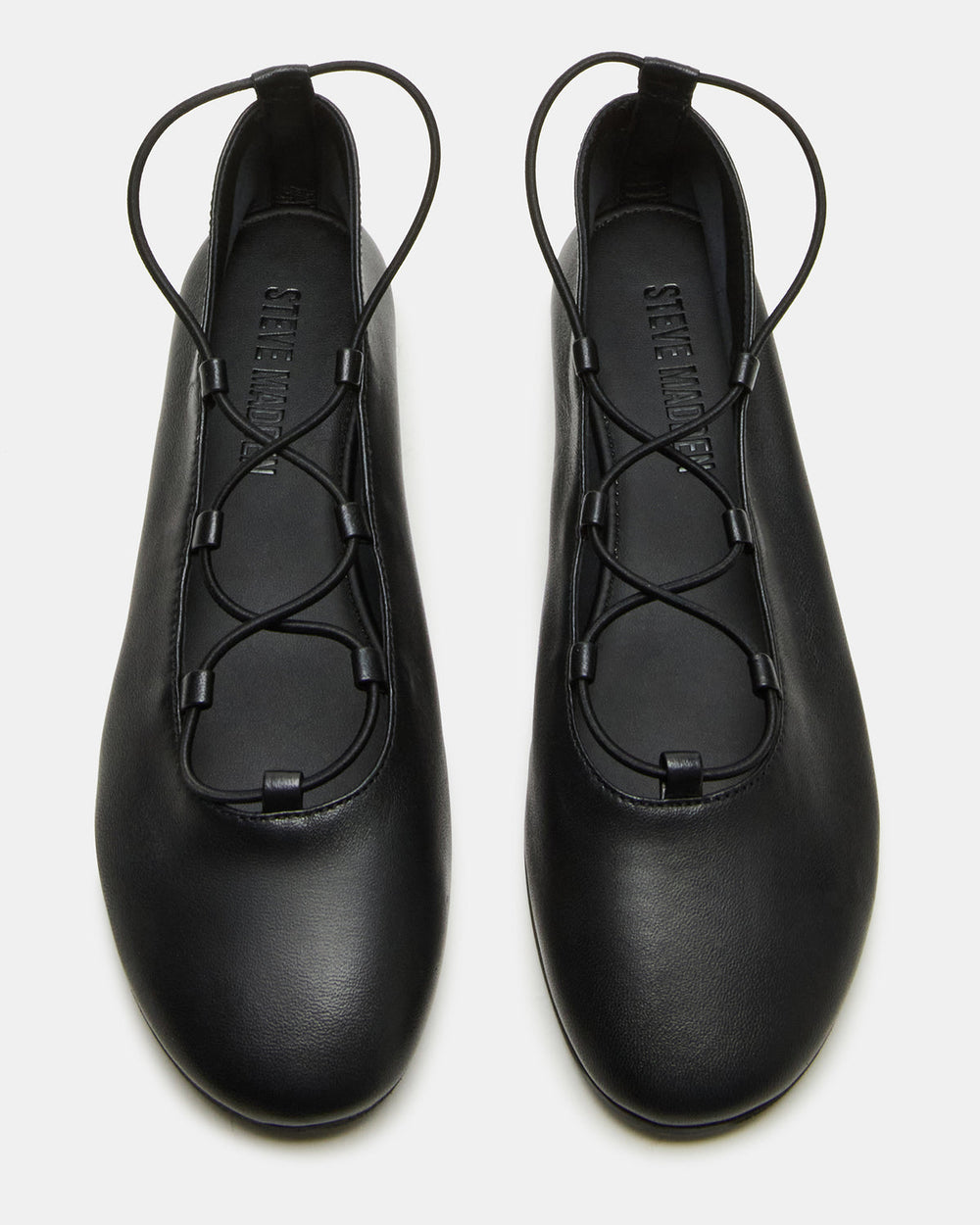BOMBSHELL Black Leather Ballet Women's Flat | Steve Madden US