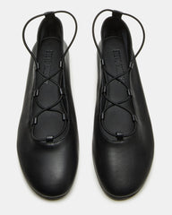 BOMBSHELL Black Leather Ballet Women's Flat | Steve Madden US