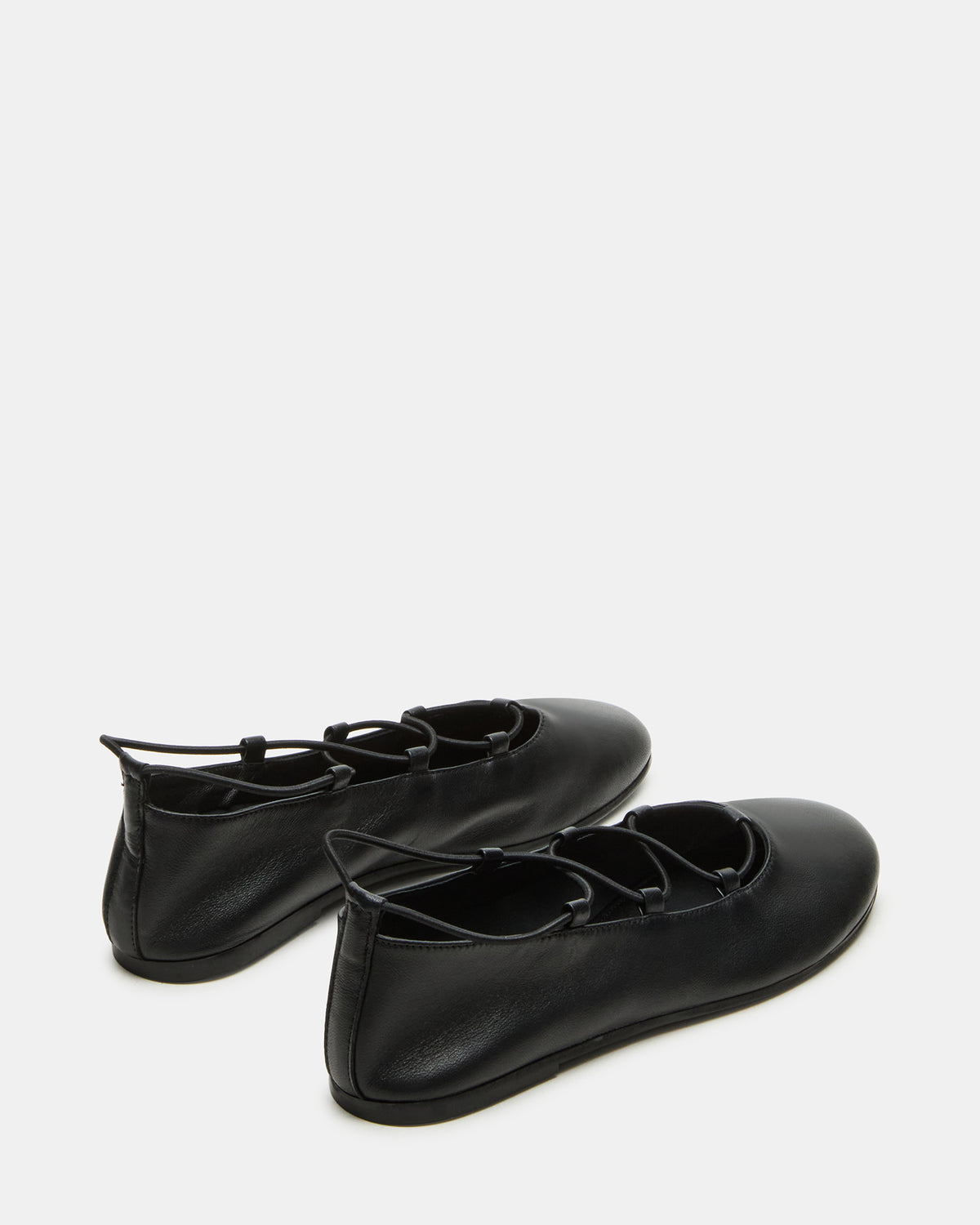 BOMBSHELL Black Leather Ballet Women's Flat | Steve Madden US