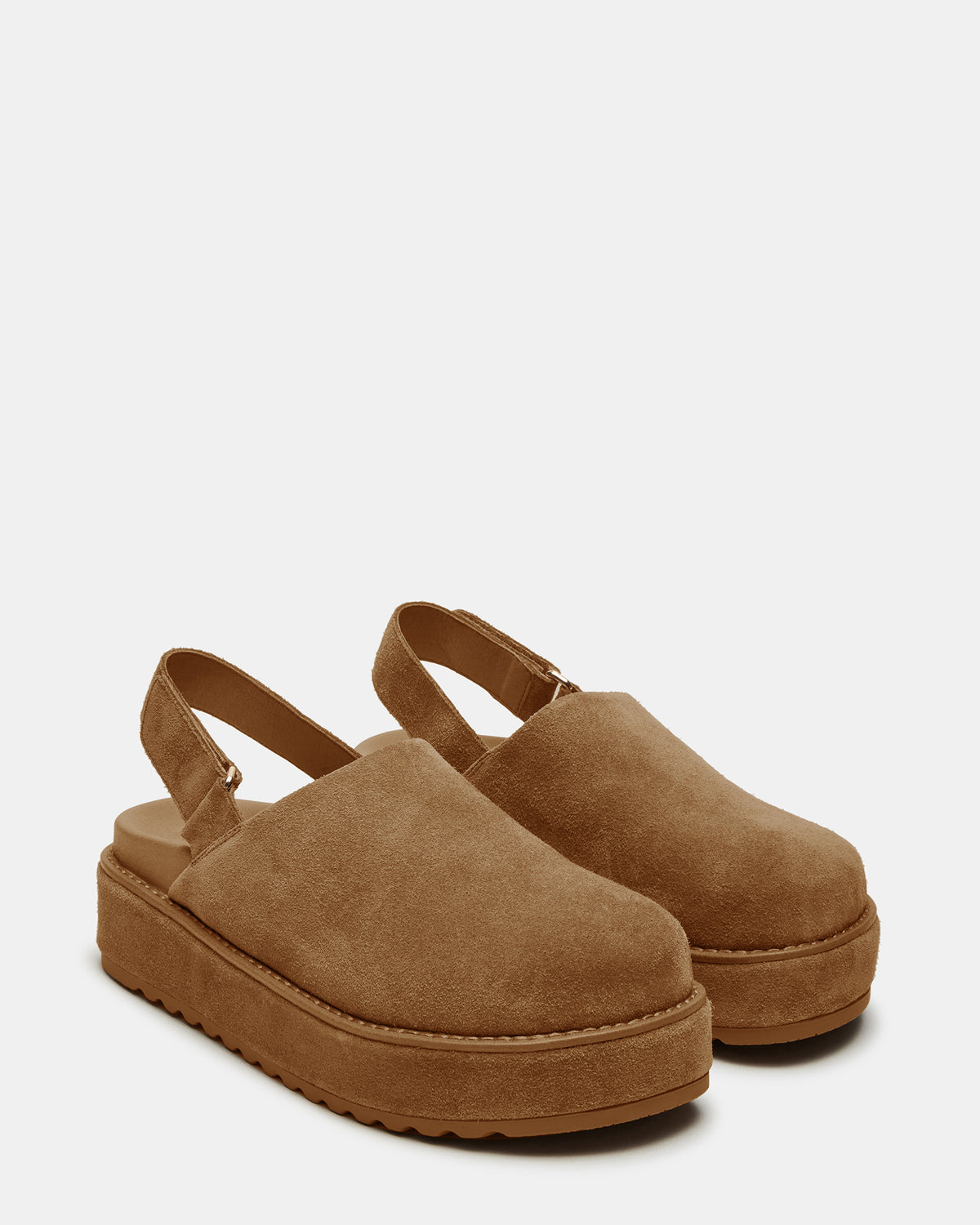 MELLOW Cognac Suede Women's Slingback Platform Clog | Steve Madden Sale