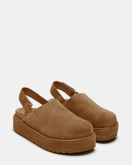 MELLOW Cognac Suede Women's Slingback Platform Clog | Steve Madden Sale