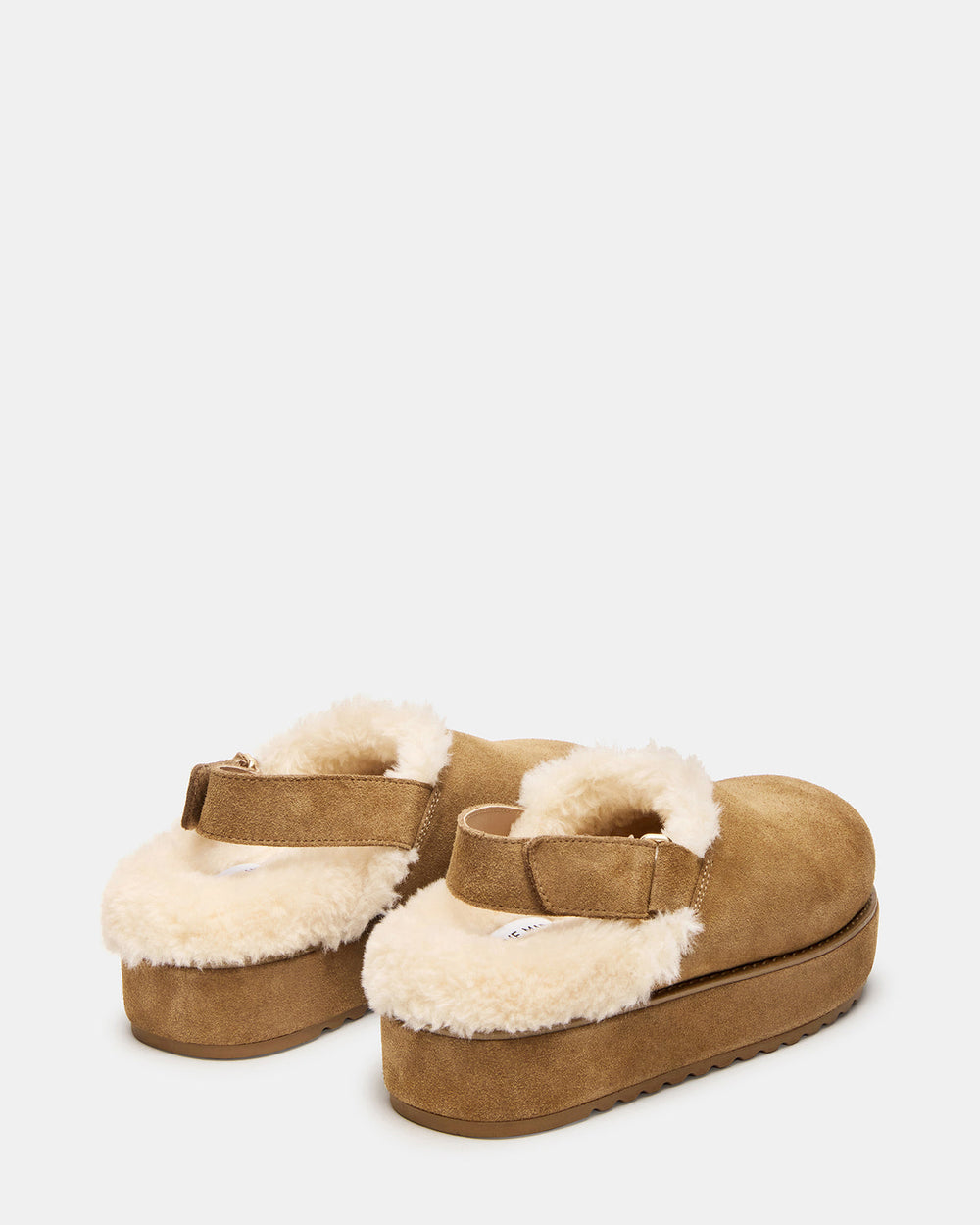 MELLOW Faux Fur Cognac Suede Women's Slingback Platform Clog | Steve Madden for Sale