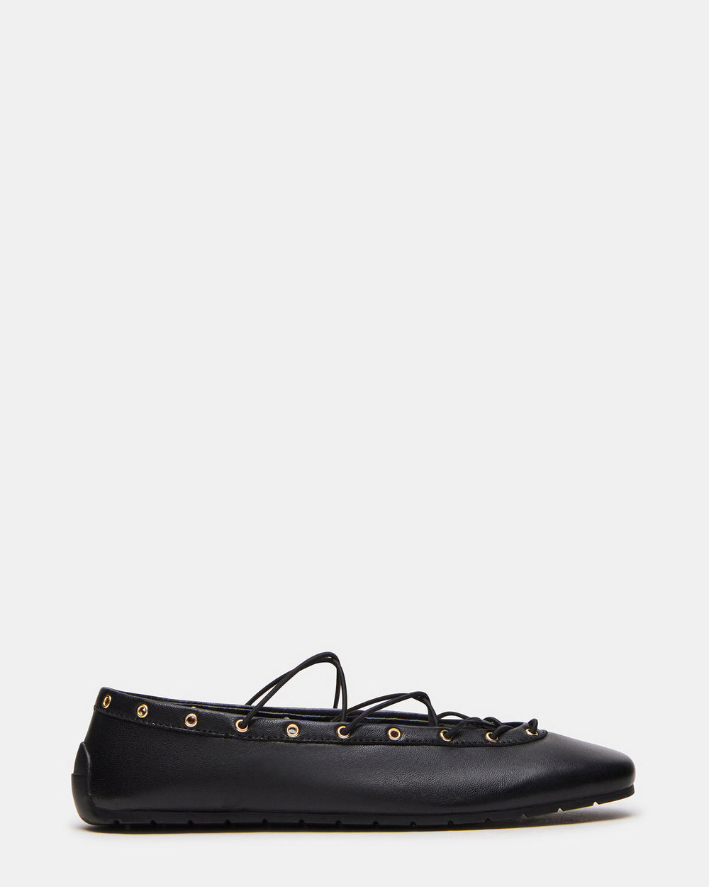 POINTE Black Leather Women's Ballet Square-Toe Flat | Steve Madden discount