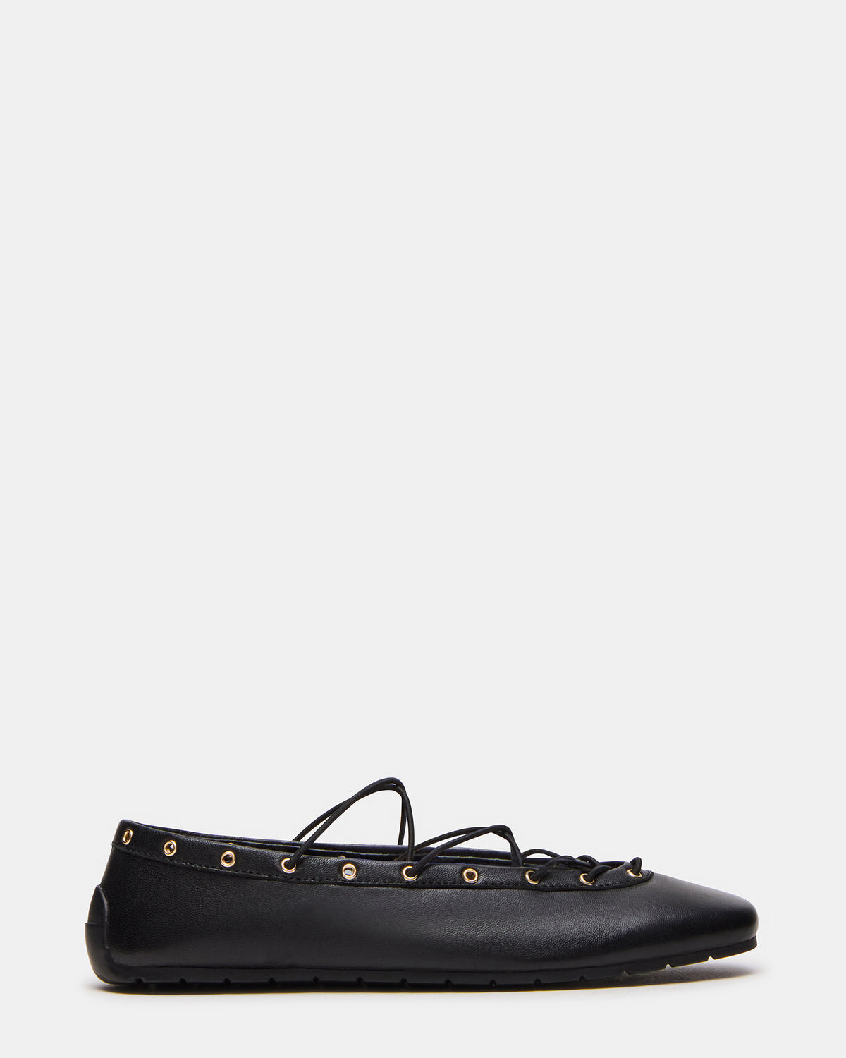 POINTE Black Leather Women's Ballet Square-Toe Flat | Steve Madden discount