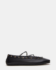 POINTE Black Leather Women's Ballet Square-Toe Flat | Steve Madden discount