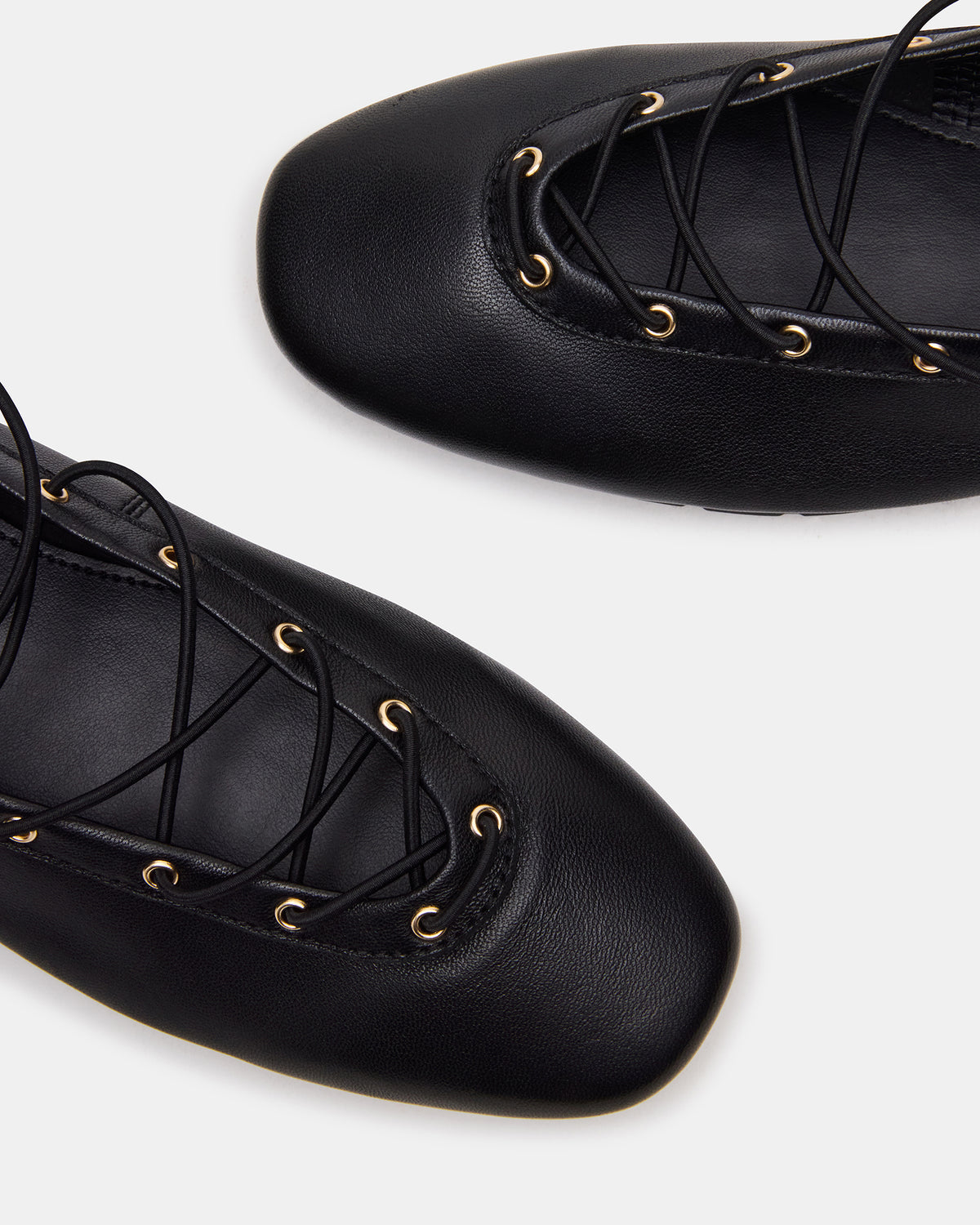 POINTE Black Leather Women's Ballet Square-Toe Flat | Steve Madden discount