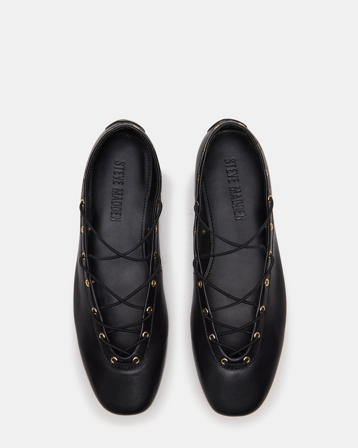 POINTE Black Leather Women's Ballet Square-Toe Flat | Steve Madden discount