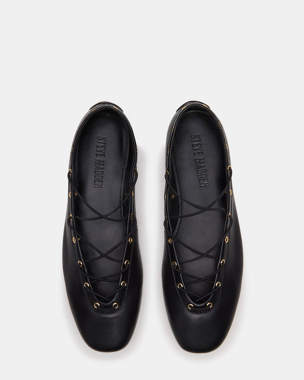 POINTE Black Leather Women's Ballet Square-Toe Flat | Steve Madden discount