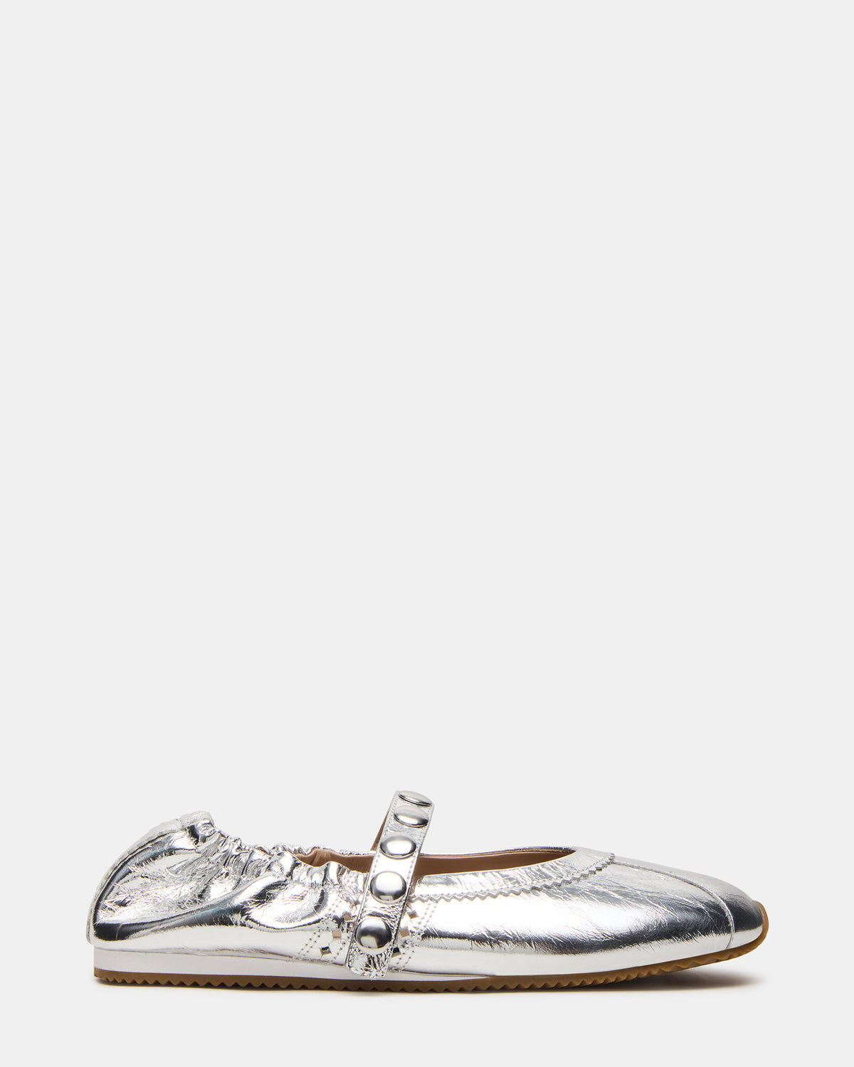 ANAYA Silver Leather Studs Mary Jane Ballet Women's Flat | Steve Madden online