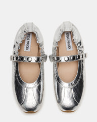 ANAYA Silver Leather Studs Mary Jane Ballet Women's Flat | Steve Madden online