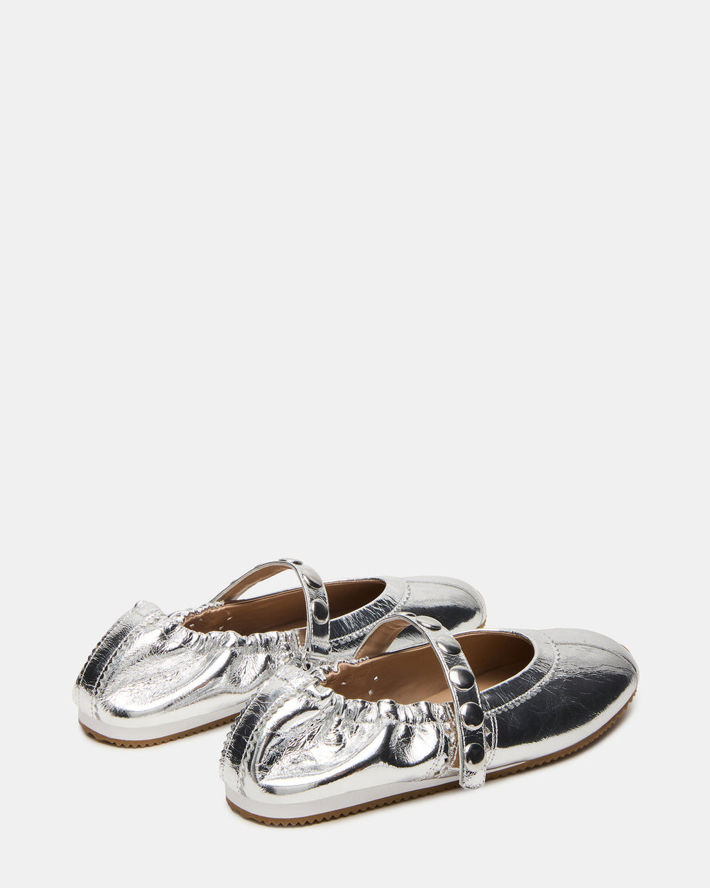 ANAYA Silver Leather Studs Mary Jane Ballet Women's Flat | Steve Madden online