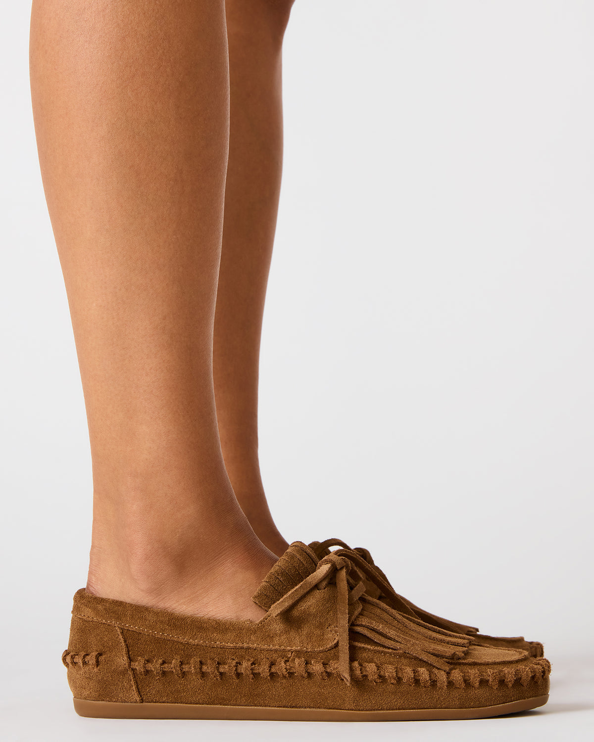 SAMUAL Black Distressed Fringe Boat Women's Loafer | Steve Madden US